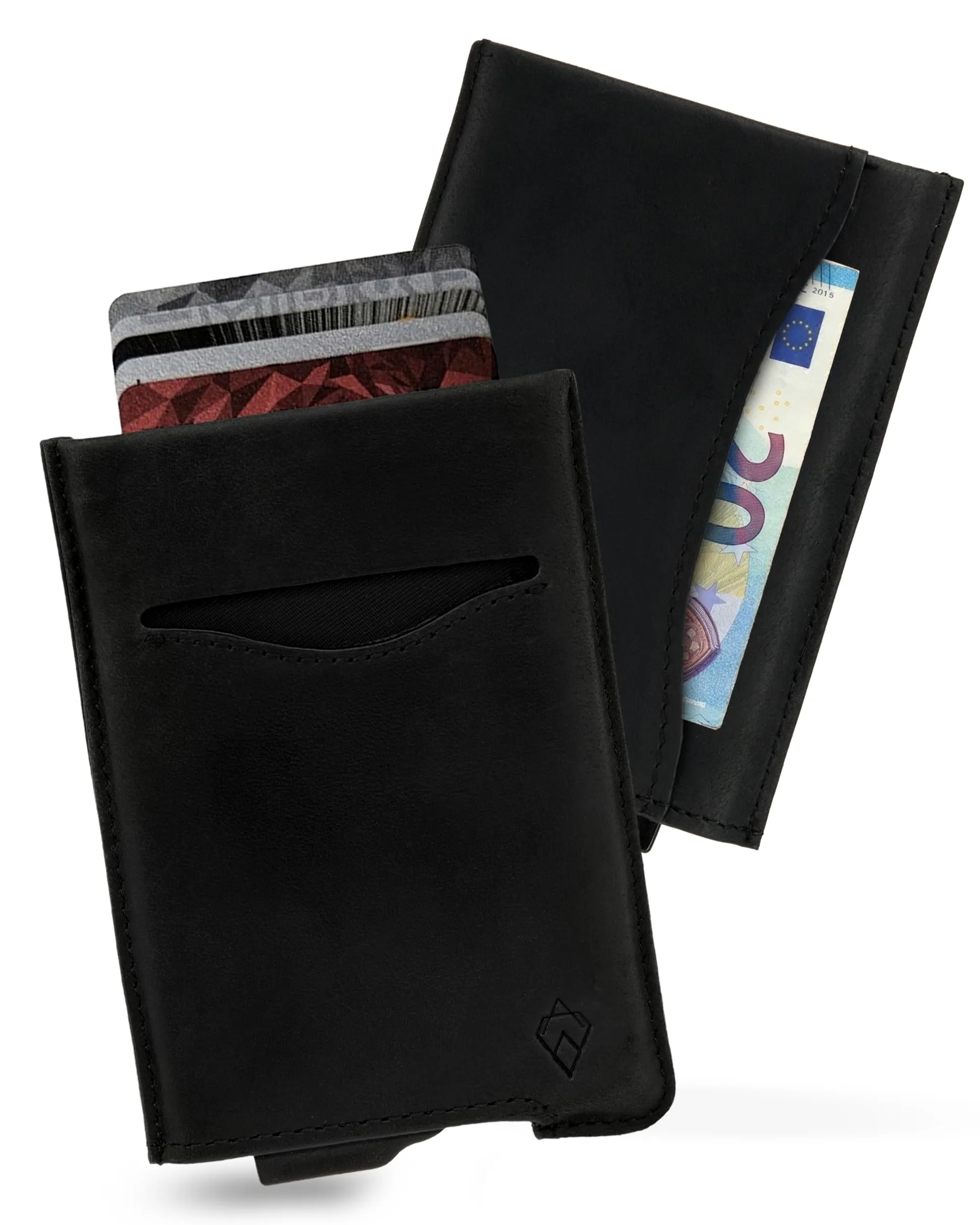 AKIELO Alpha Porta Carte di Credito con Blocco RFID in Pelle (Edizione Nera) - immagine 1