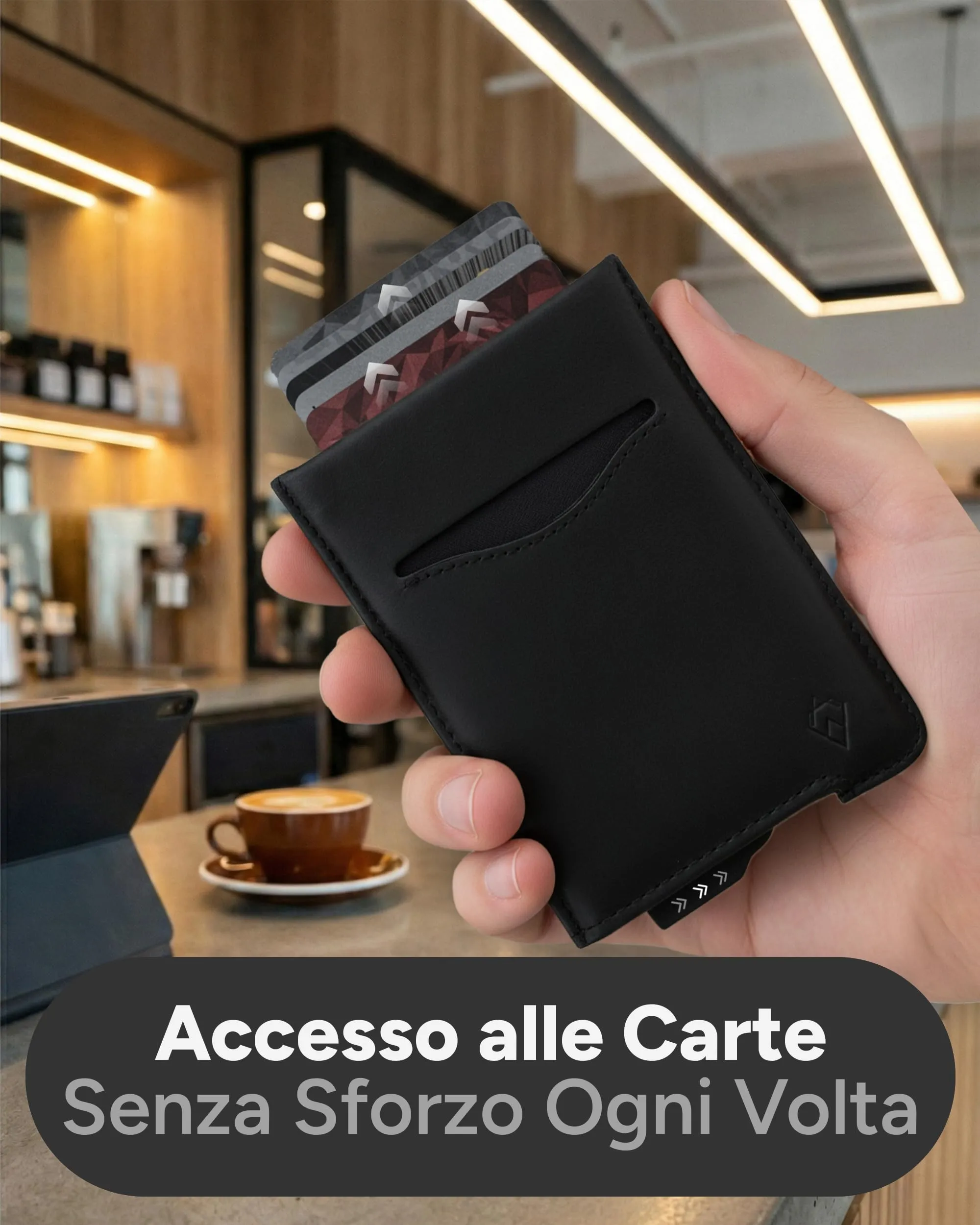 AKIELO Alpha Porta Carte di Credito con Blocco RFID in Pelle (Edizione Nera) - immagine 6