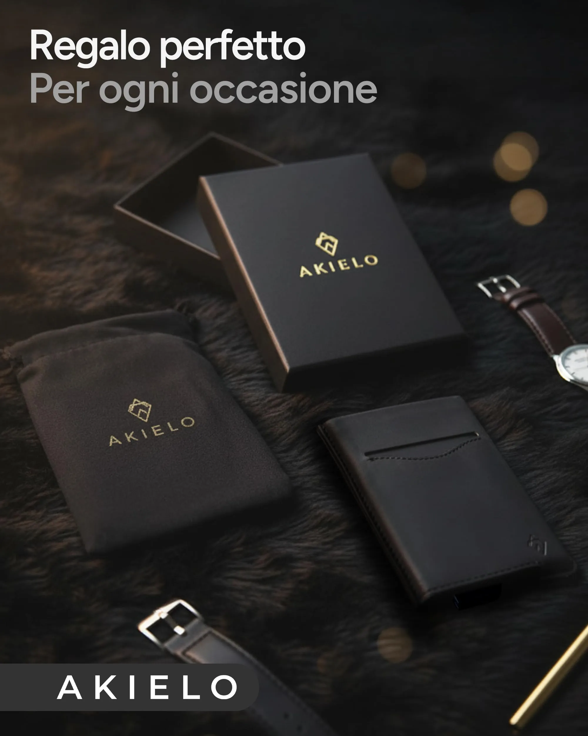 AKIELO Alpha Porta Carte di Credito con Blocco RFID in Pelle (Edizione Nera) - immagine 7