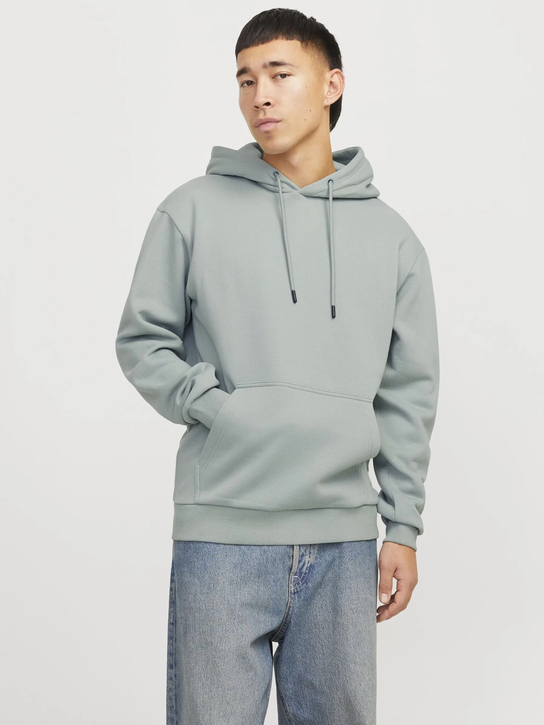 Jack & Jones Felpa con Cappuccio Tinta Unita, Iceberg Green, XS - immagine 2