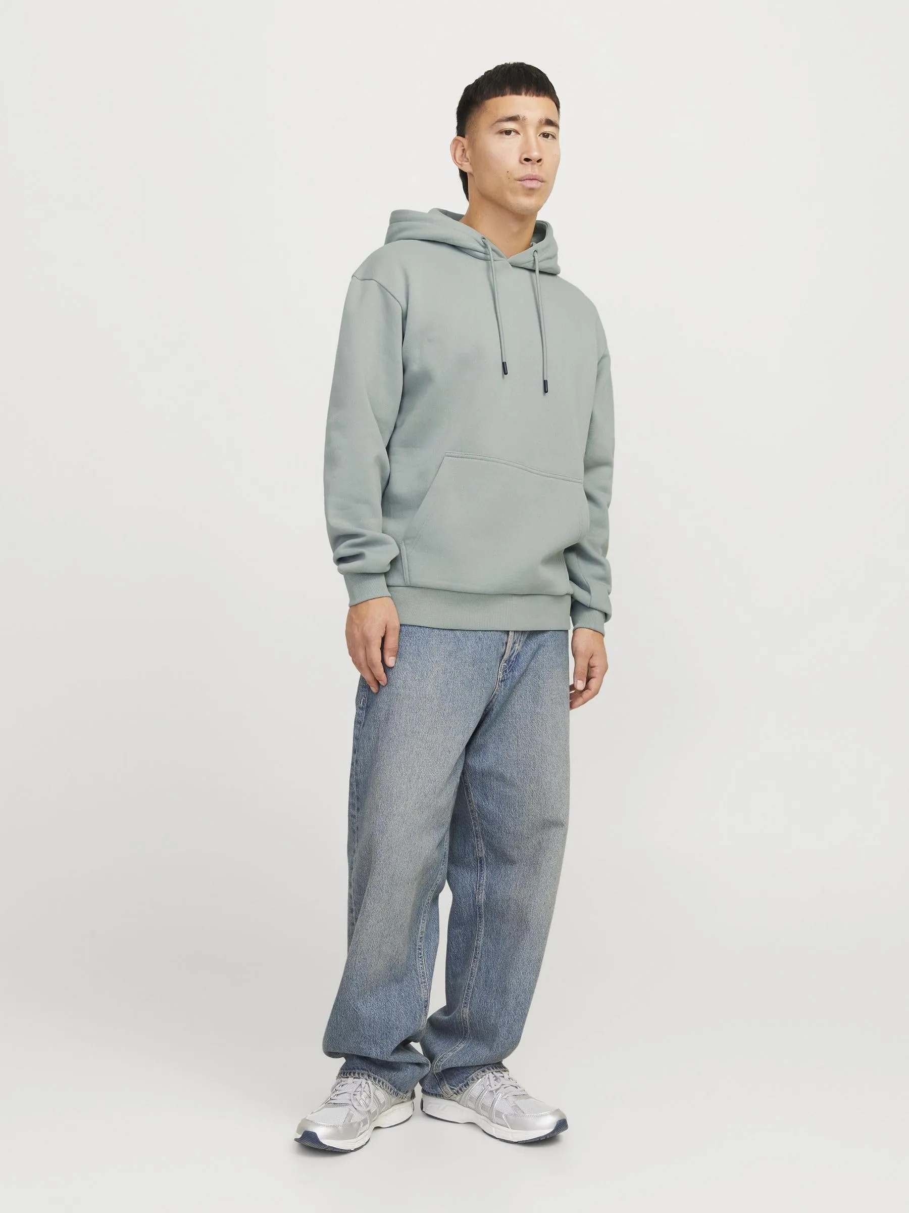 Jack & Jones Felpa con Cappuccio Tinta Unita, Iceberg Green, XS - immagine 3