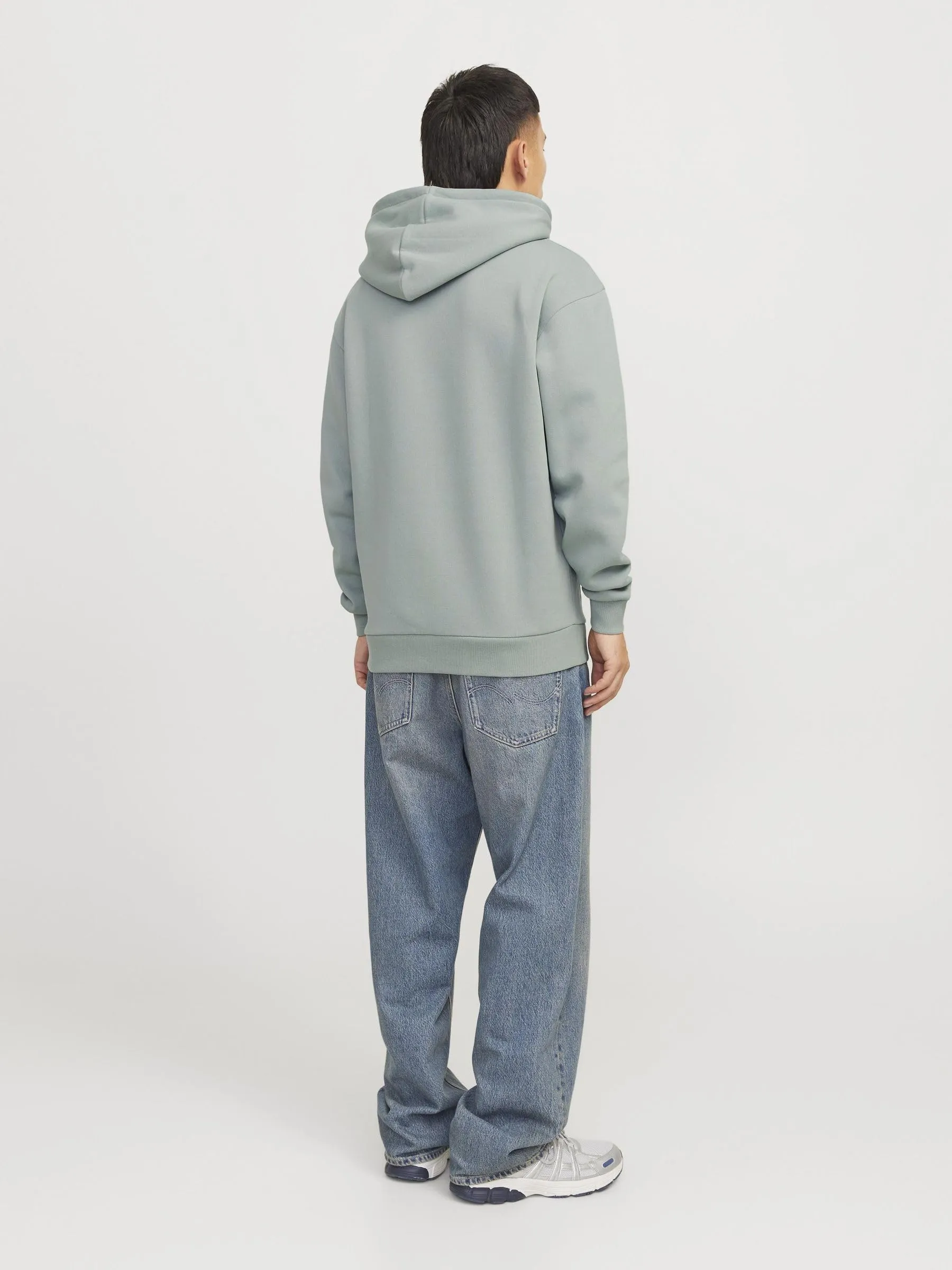 Jack & Jones Felpa con Cappuccio Tinta Unita, Iceberg Green, XS - immagine 4