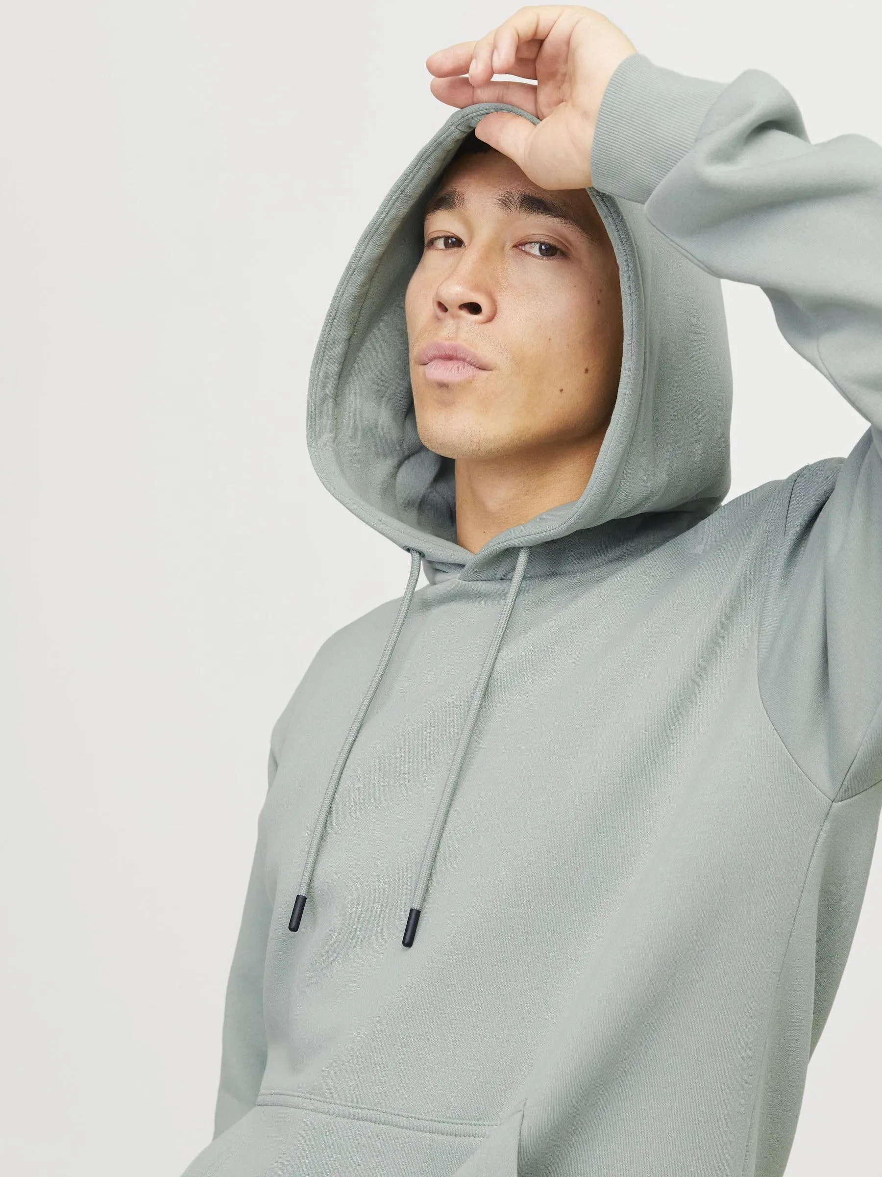 Jack & Jones Felpa con Cappuccio Tinta Unita, Iceberg Green, XS - immagine 7