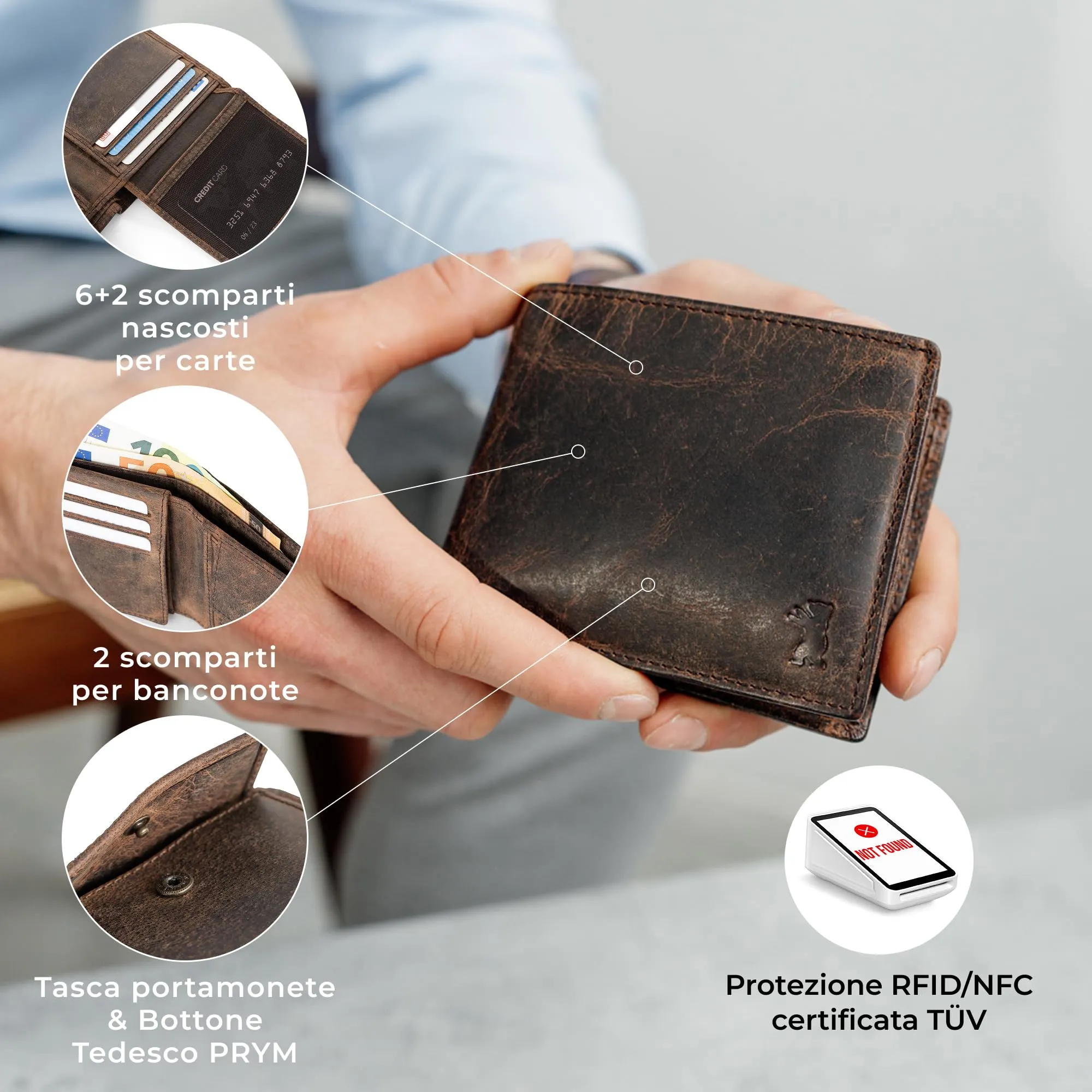 Berliner Bags Portafoglio Peter Uomo in Pelle con RFID - immagine 4