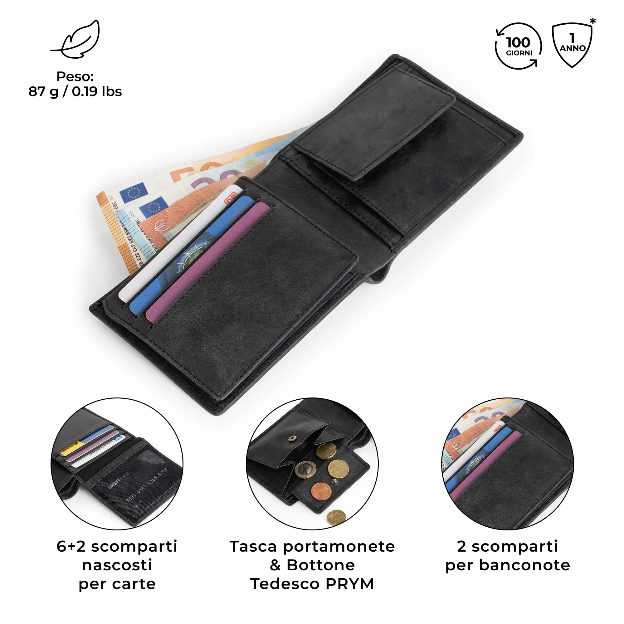 Berliner Bags Portafoglio Peter Uomo in Pelle con Porta Carte e Portamonete RFID - immagine 3