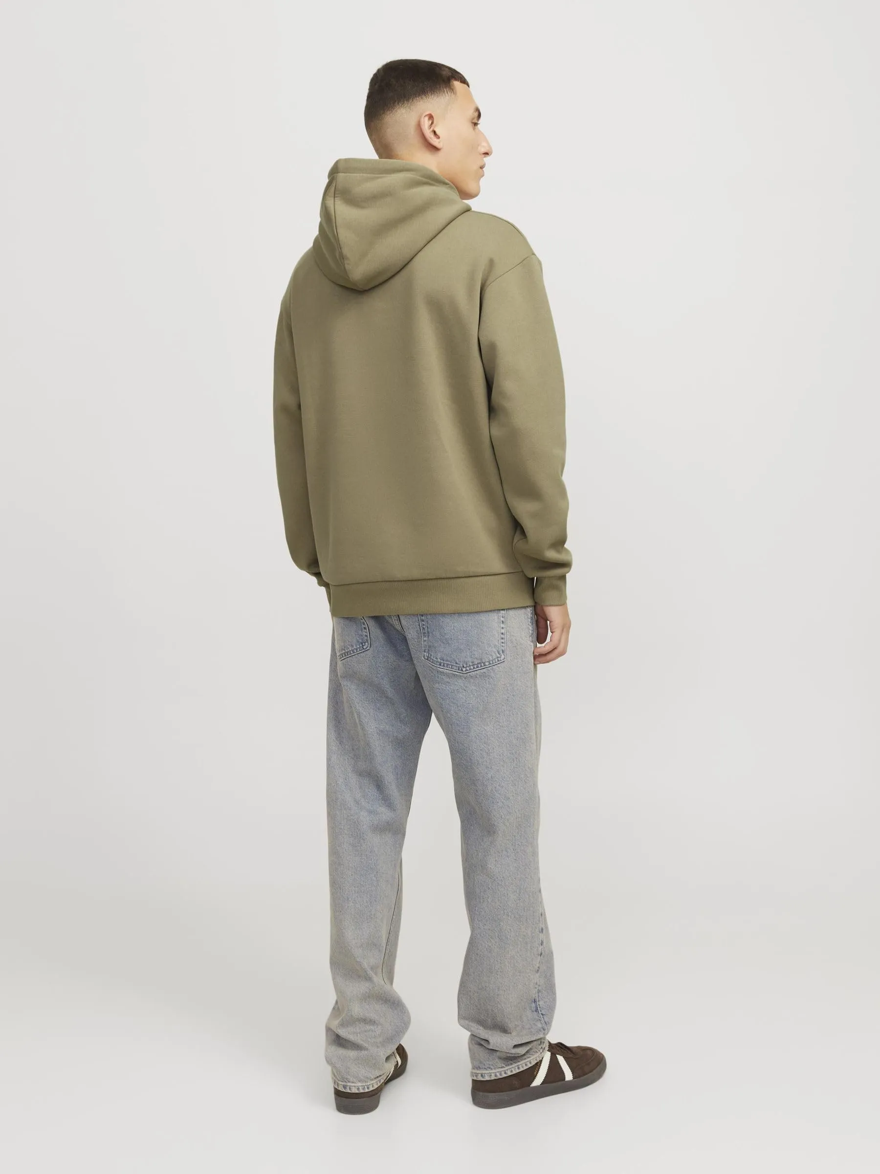 Jack & Jones Felpa con Cappuccio Tinta Unita, Coriandolo, S - immagine 3