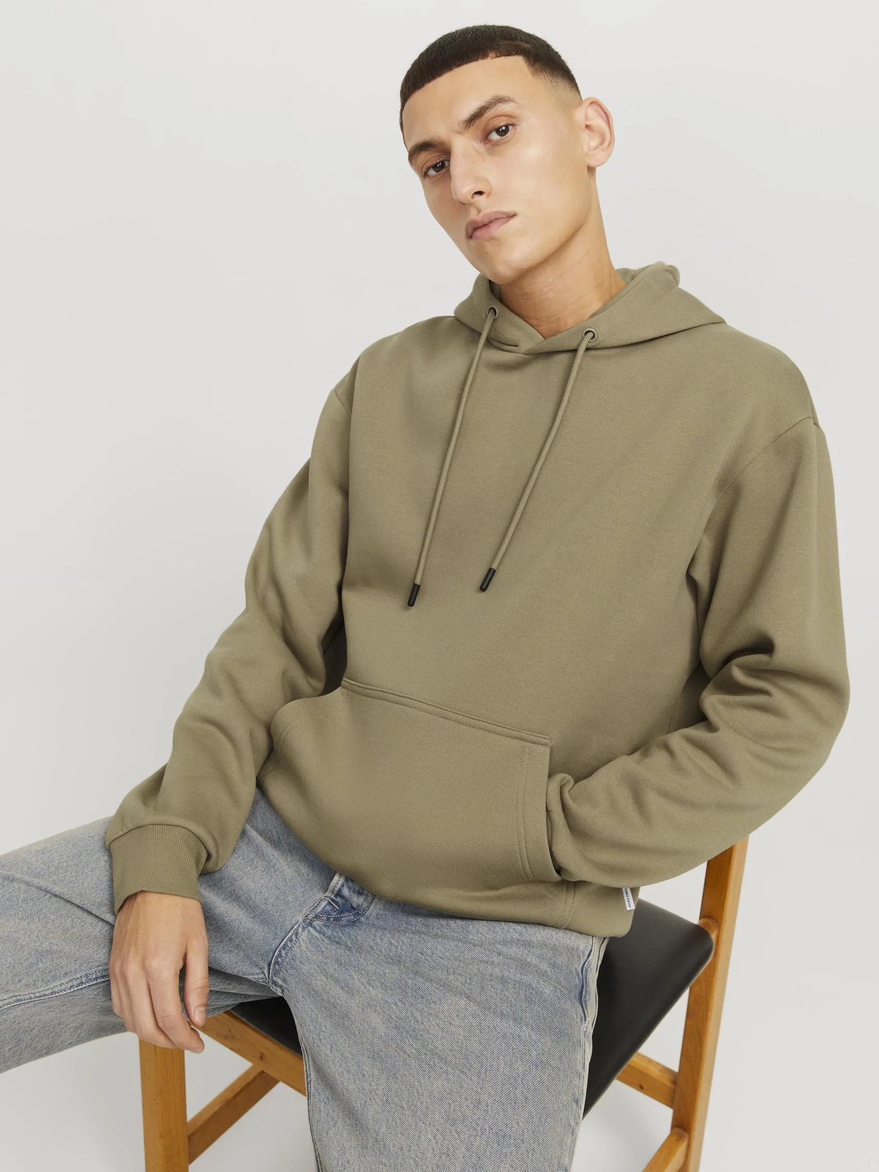 Jack & Jones Felpa con Cappuccio Tinta Unita, Coriandolo, S - immagine 7