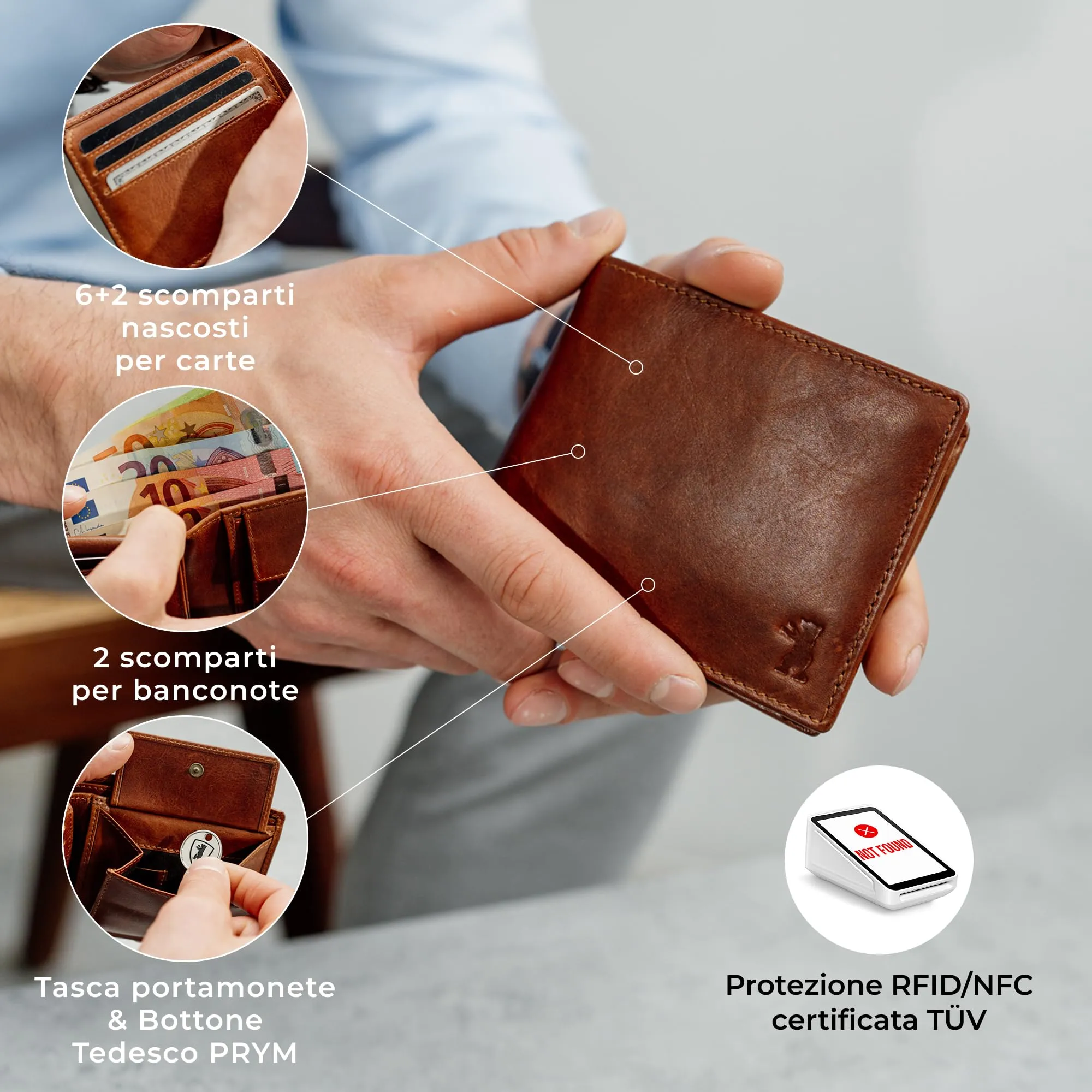 Berliner Bags Portafoglio Peter Uomo in Pelle con RFID - immagine 4