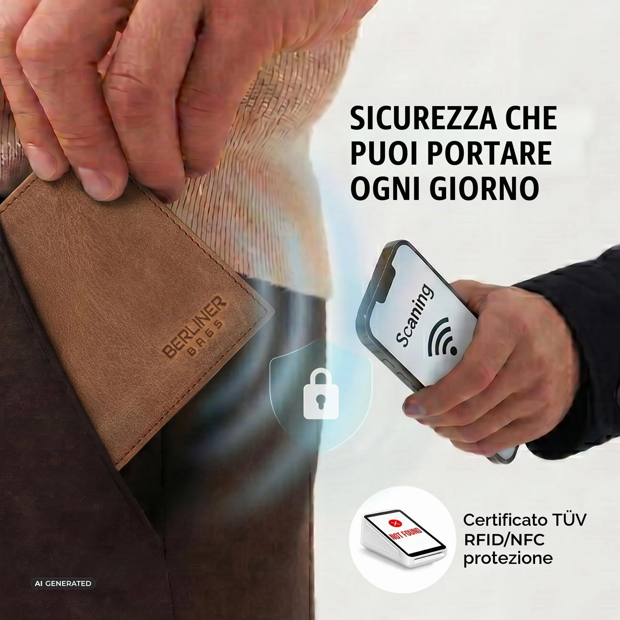 Berliner Bags Portafoglio Peter Uomo in Pelle con RFID e Porta Carte - immagine 6