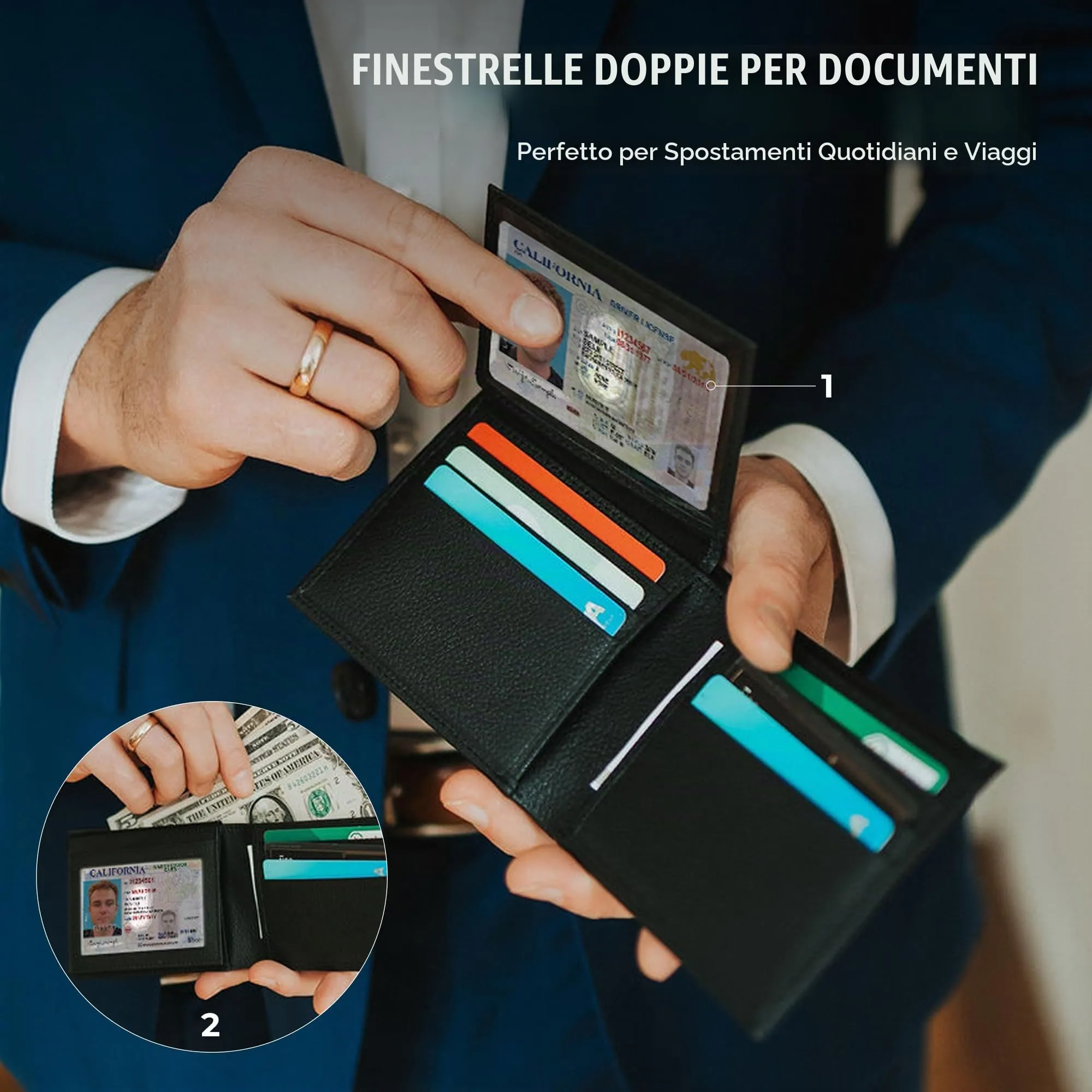 Berliner Bags Portafoglio Uomo Peter in Vera Pelle Slim con Protezione RFID - Nero - immagine 5
