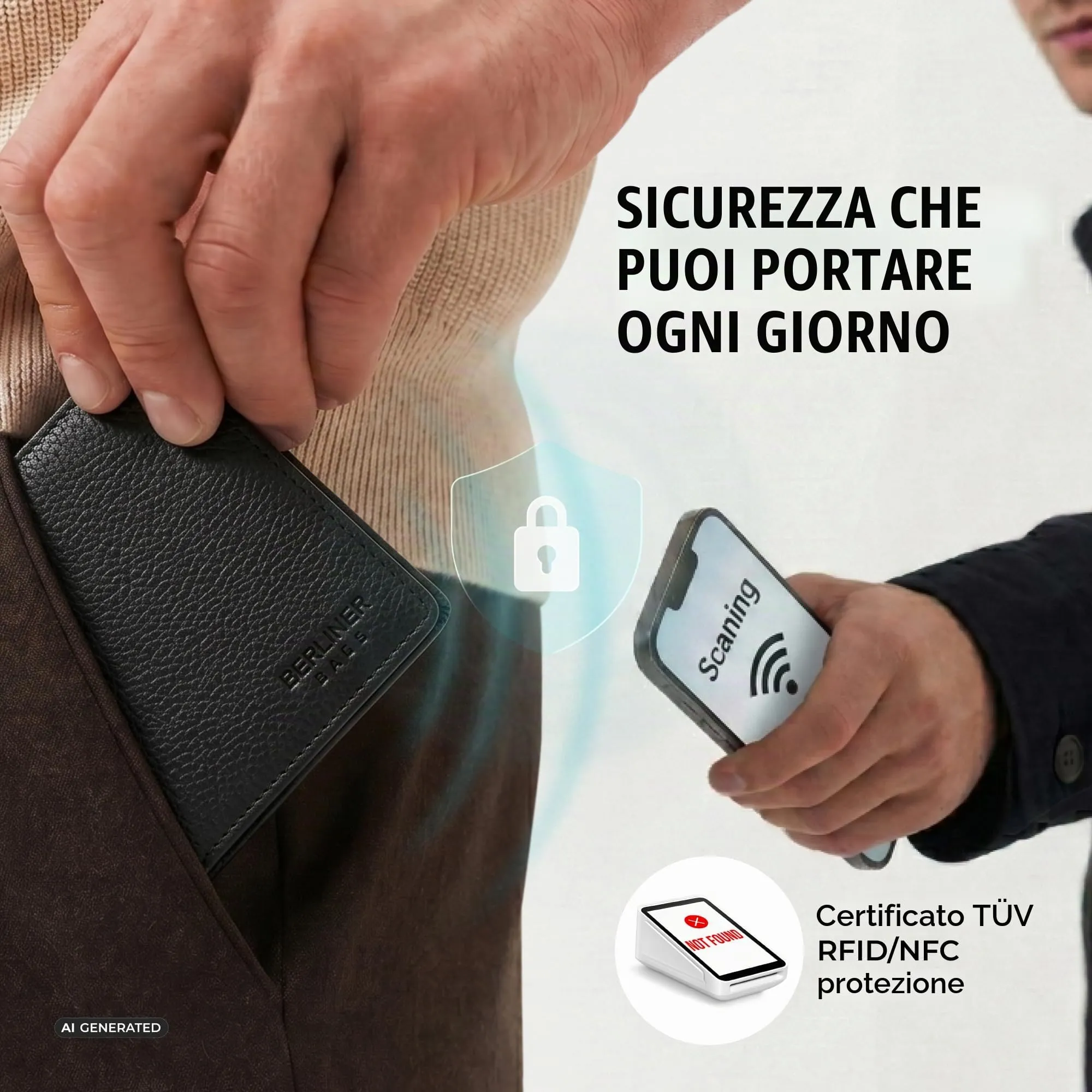 Berliner Bags Portafoglio Uomo Peter in Vera Pelle Slim con Protezione RFID - Nero - immagine 6