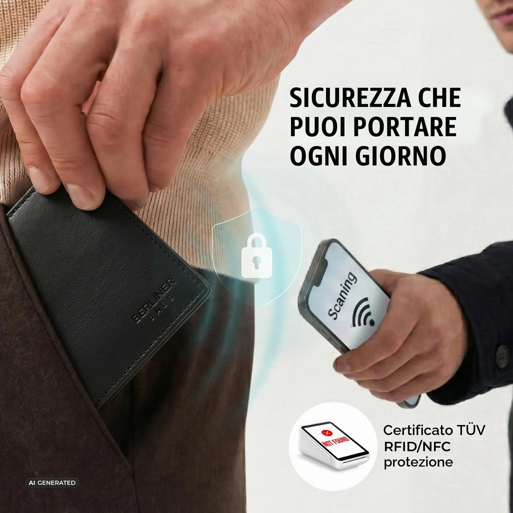 Berliner Bags Portafoglio Peter Uomo in Pelle con RFID e Porta Carte - immagine 6