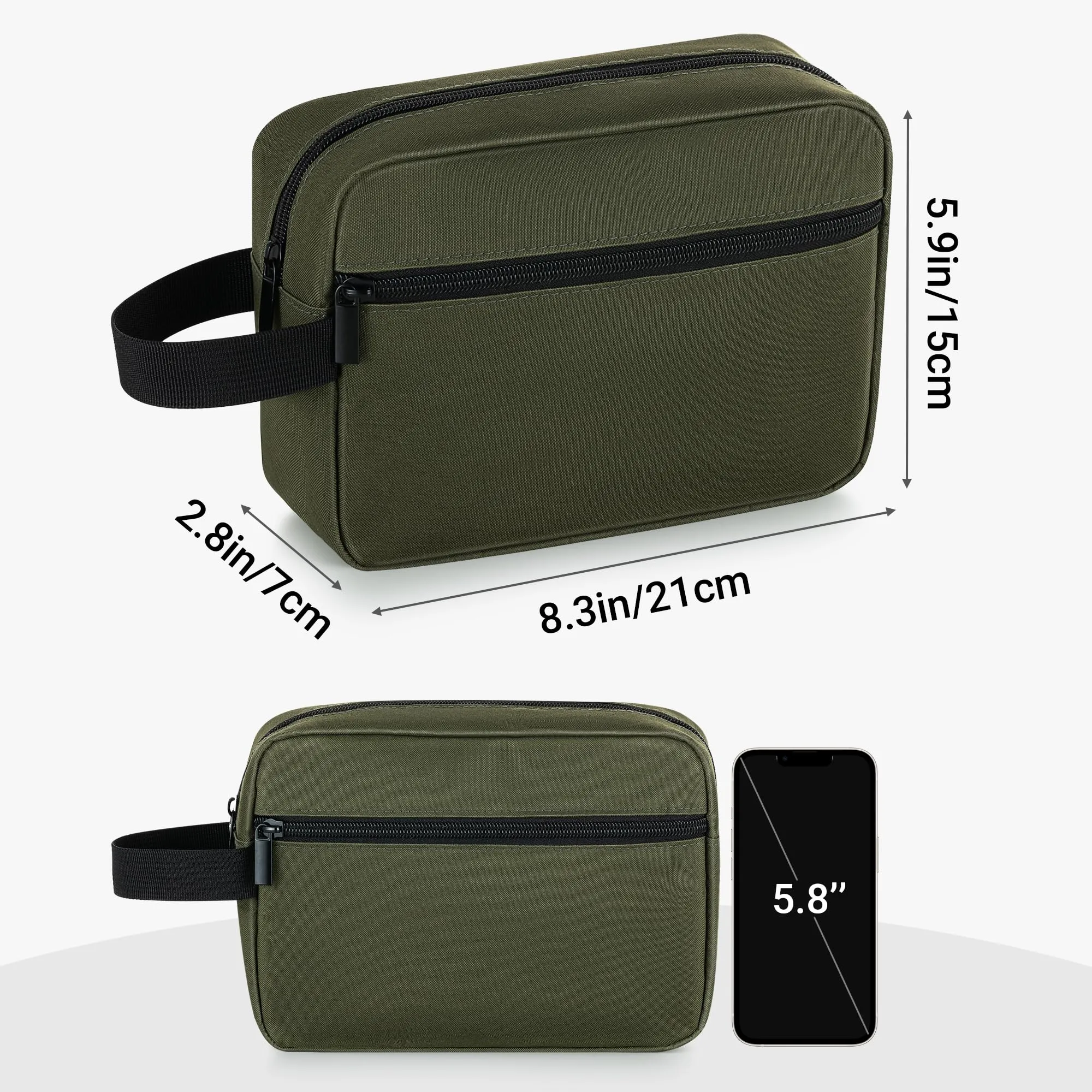 Elviros Travel Beauty Case da Viaggio, Tessuto Oxford 300D, Verde Militare - immagine 5