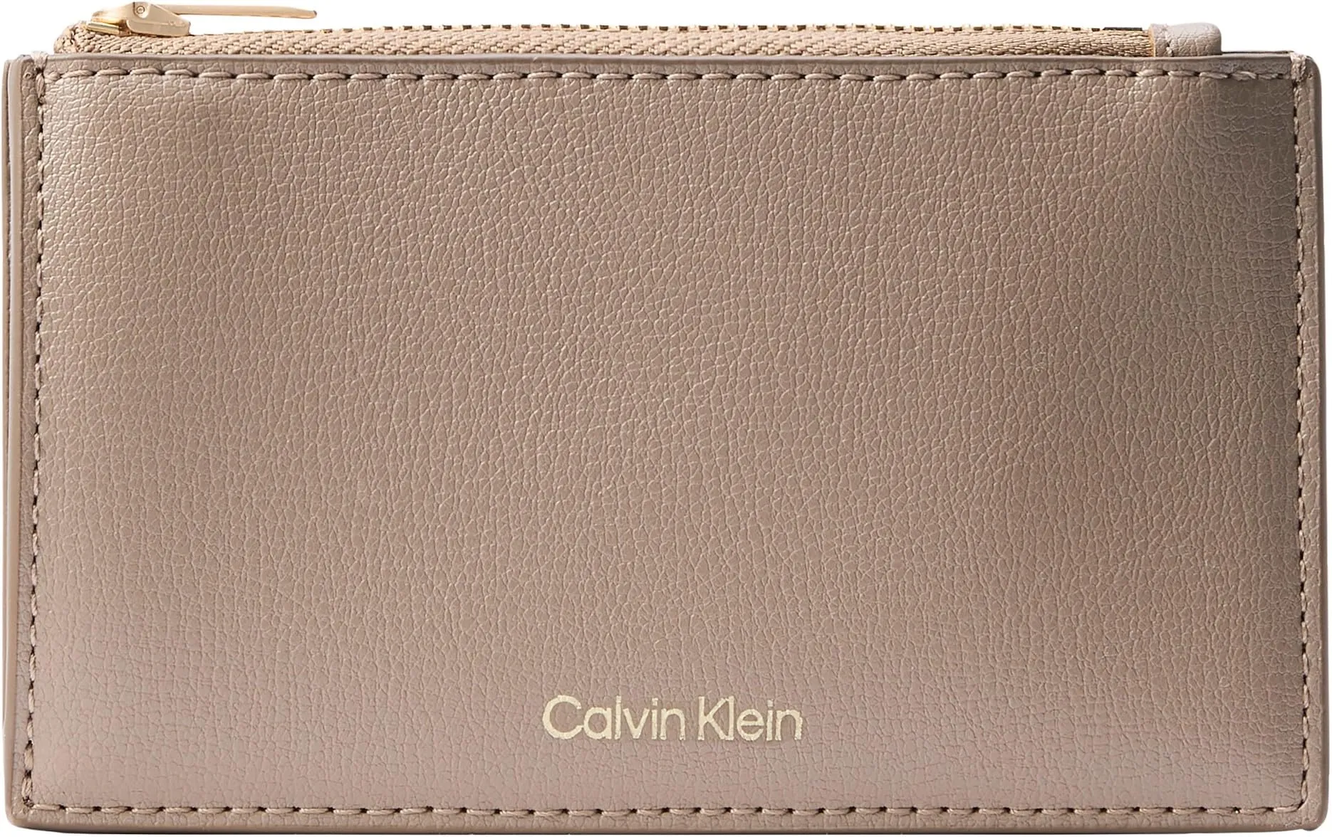 Calvin Klein Porta carte da donna Foil Logo Top Zip LV04F1090G, Desert Taupe - immagine 1