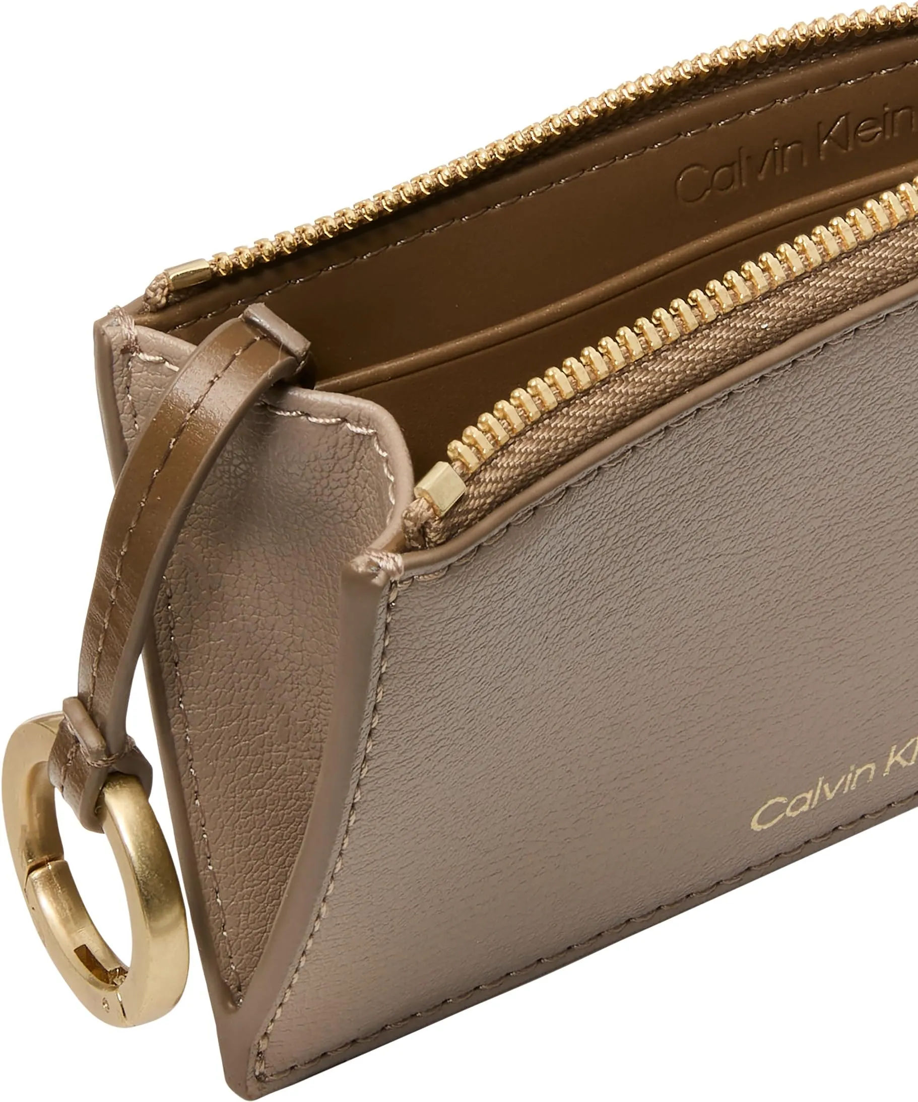 Calvin Klein Porta carte da donna Foil Logo Top Zip LV04F1090G, Desert Taupe - immagine 5