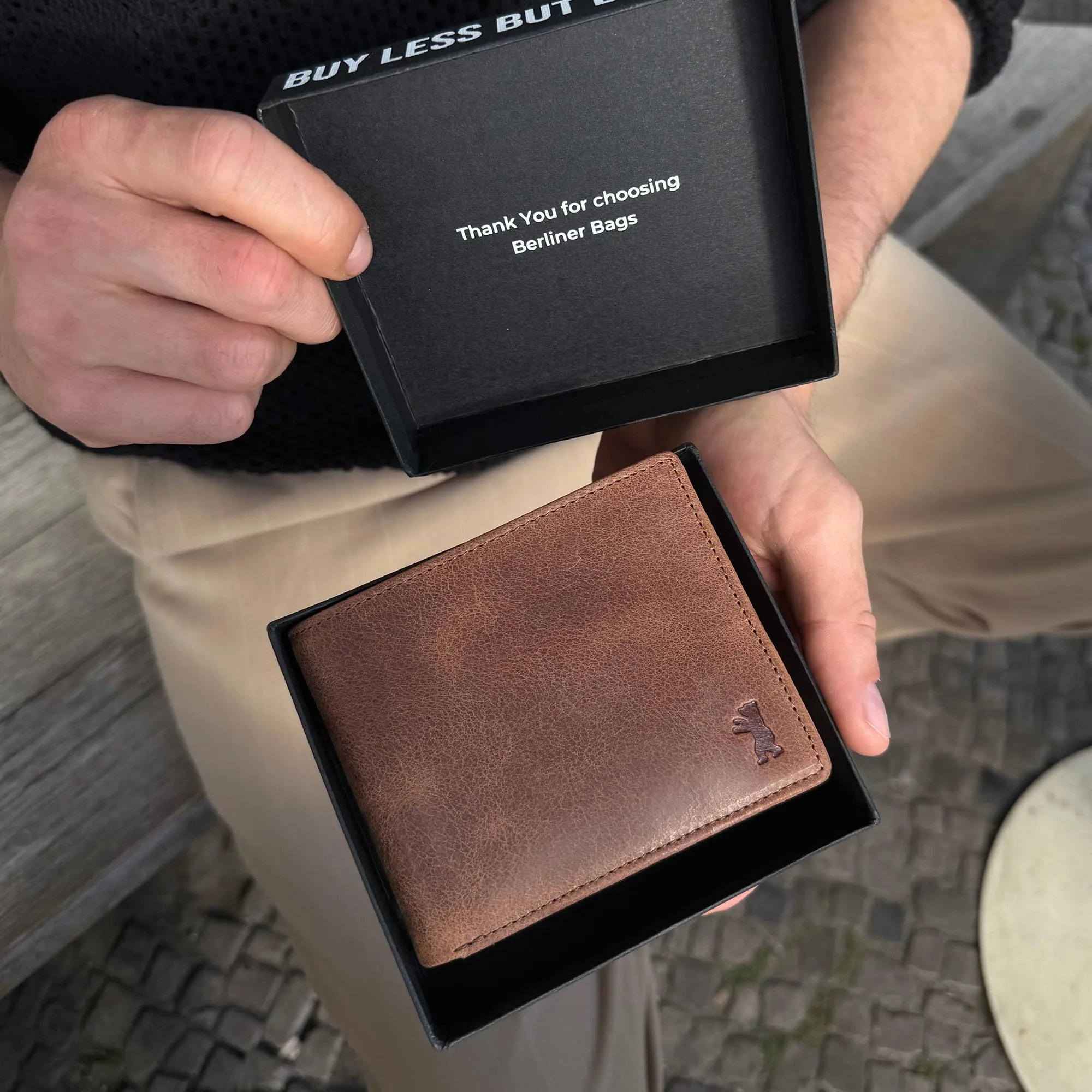Berliner Bags Portafoglio Peter Uomo in Pelle di Bufalo con RFID Camel - immagine 2