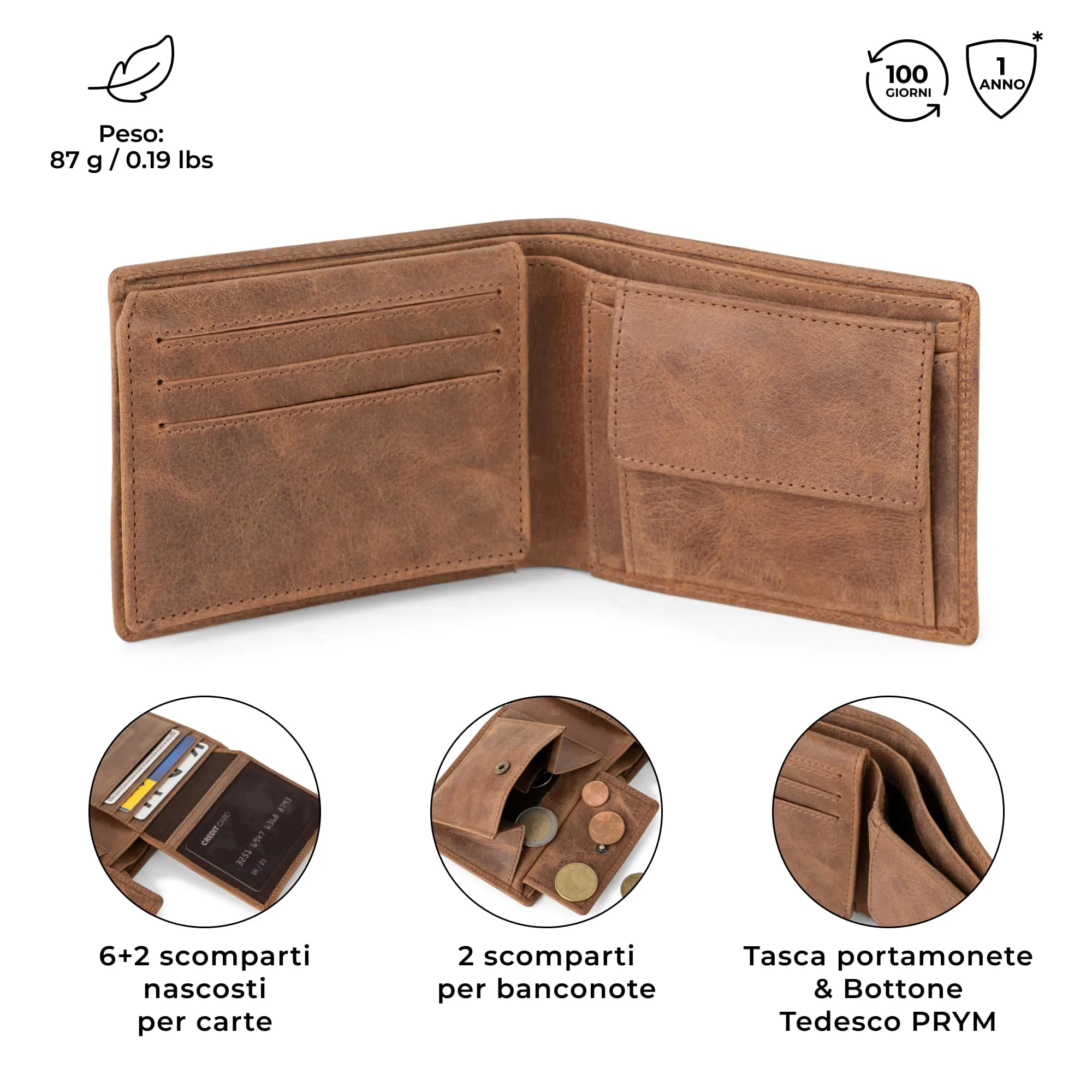 Berliner Bags Portafoglio Peter Uomo in Pelle di Bufalo con RFID Camel - immagine 3