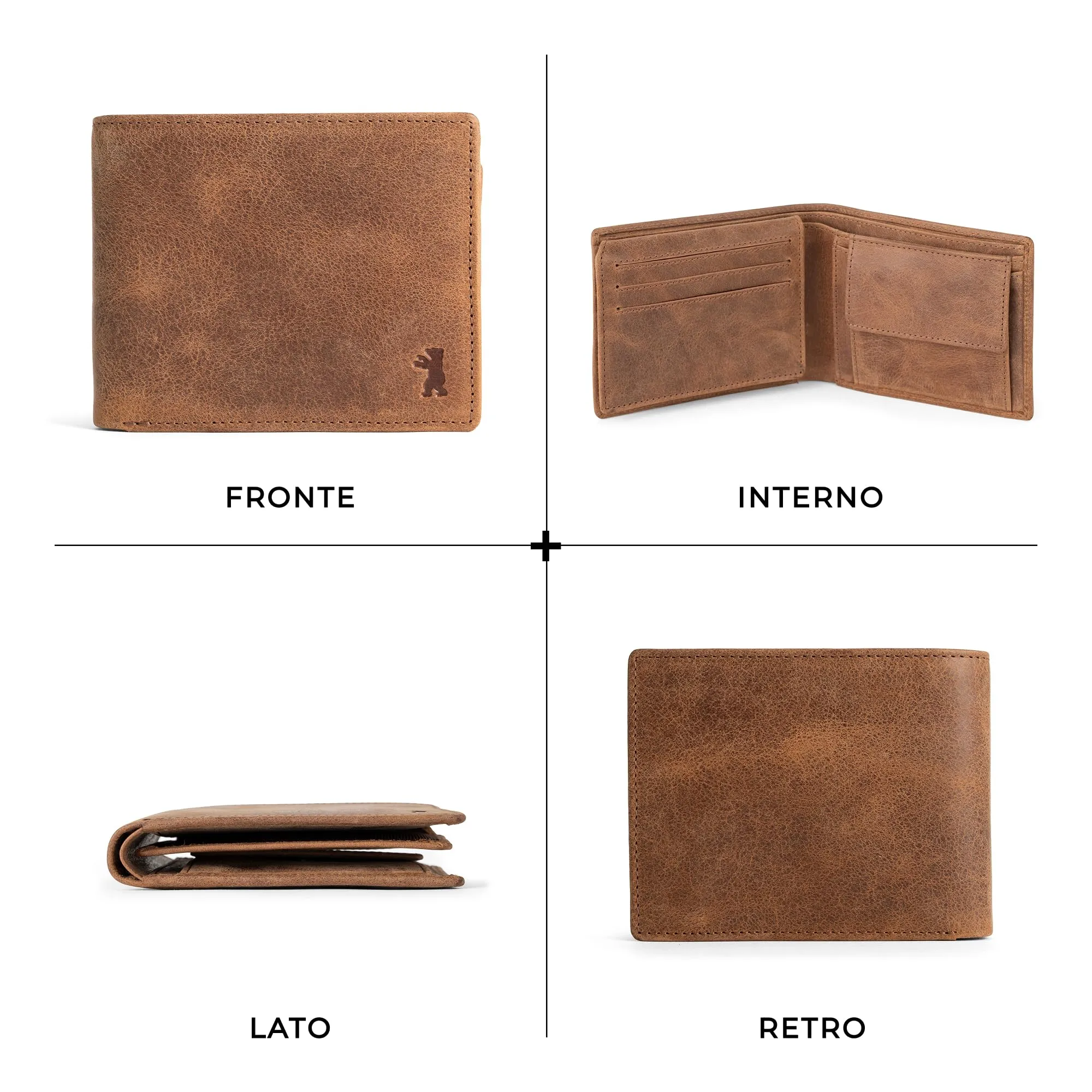 Berliner Bags Portafoglio Peter Uomo in Pelle di Bufalo con RFID Camel - immagine 5