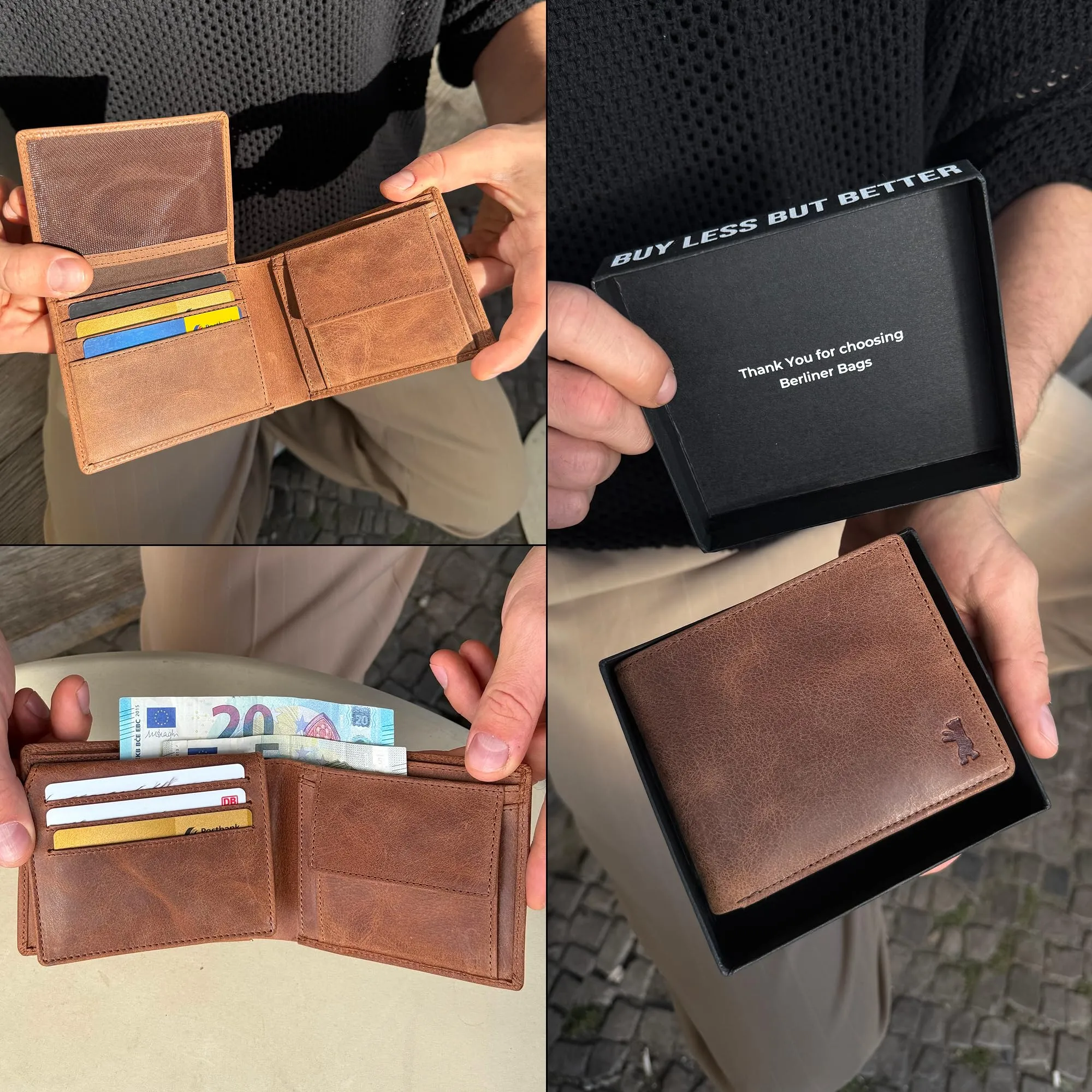 Berliner Bags Portafoglio Peter Uomo in Pelle di Bufalo con RFID Camel - immagine 6