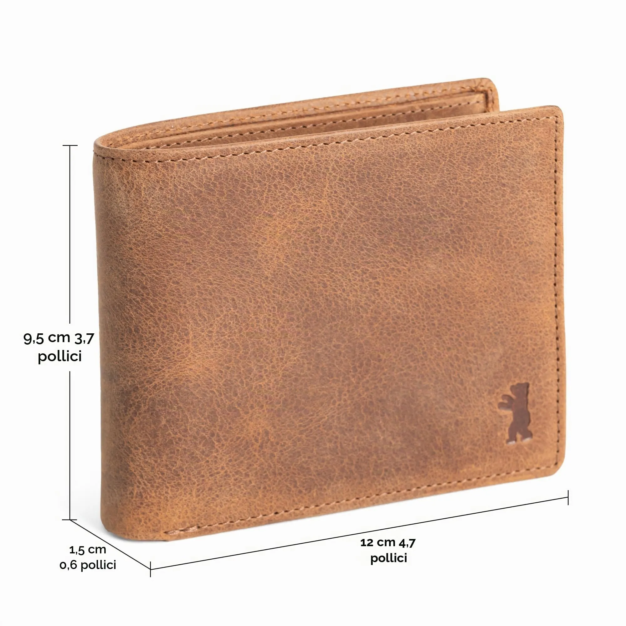 Berliner Bags Portafoglio Peter Uomo in Pelle di Bufalo con RFID Camel - immagine 8