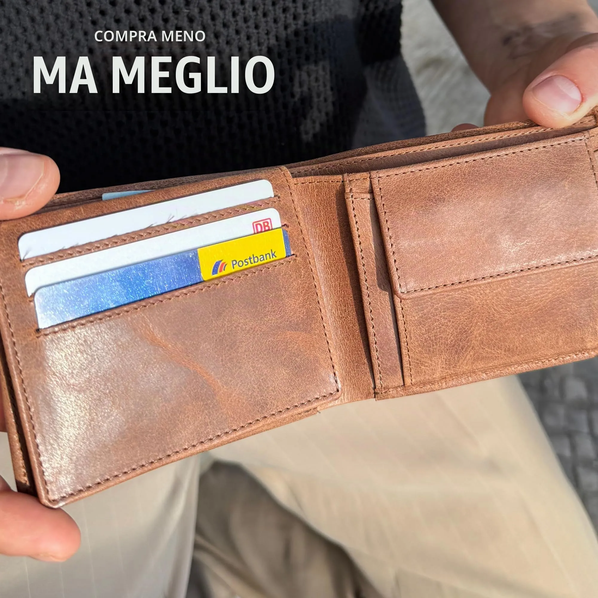 Berliner Bags Portafoglio Peter Uomo in Pelle di Bufalo con RFID Camel - immagine 9