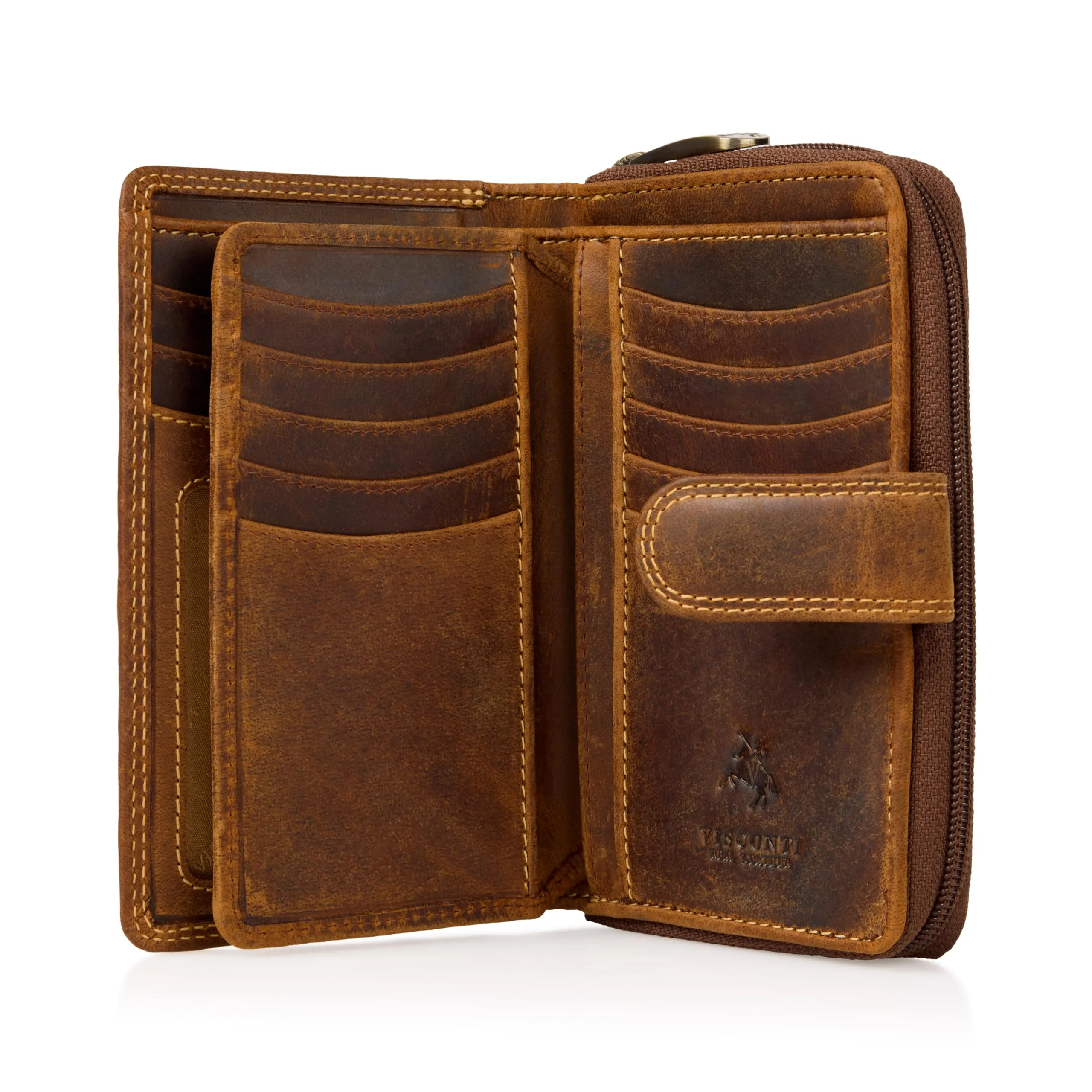 Visconti R13 Oil Tan Colorado Combination Leather Bi-fold Women's Purse, RFID, Multicoloured, CD-22 - immagine 3