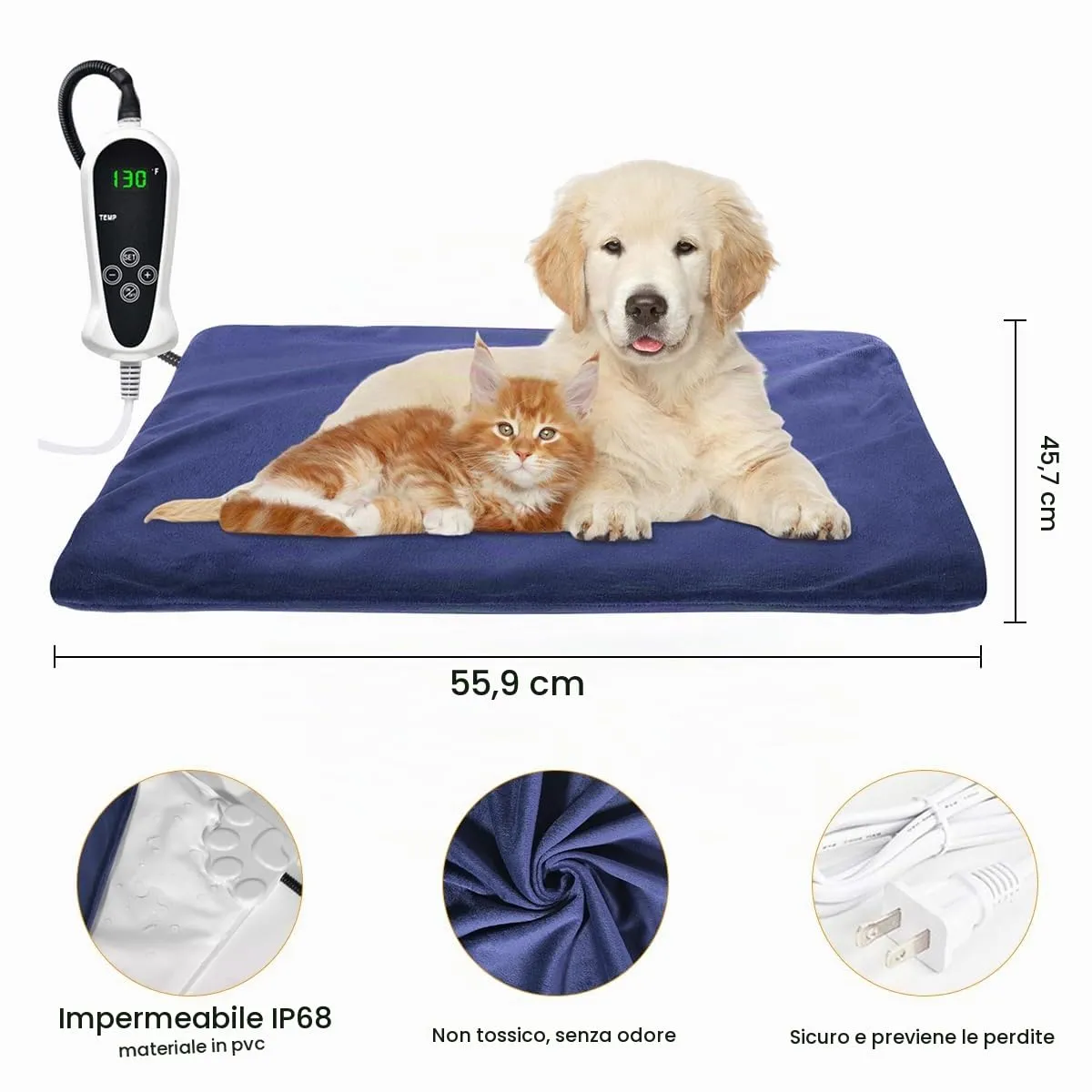RIOGOO Tappetino Riscaldante per Cani e Gatti, Elettrico per Interni (55x45cm) - immagine 2