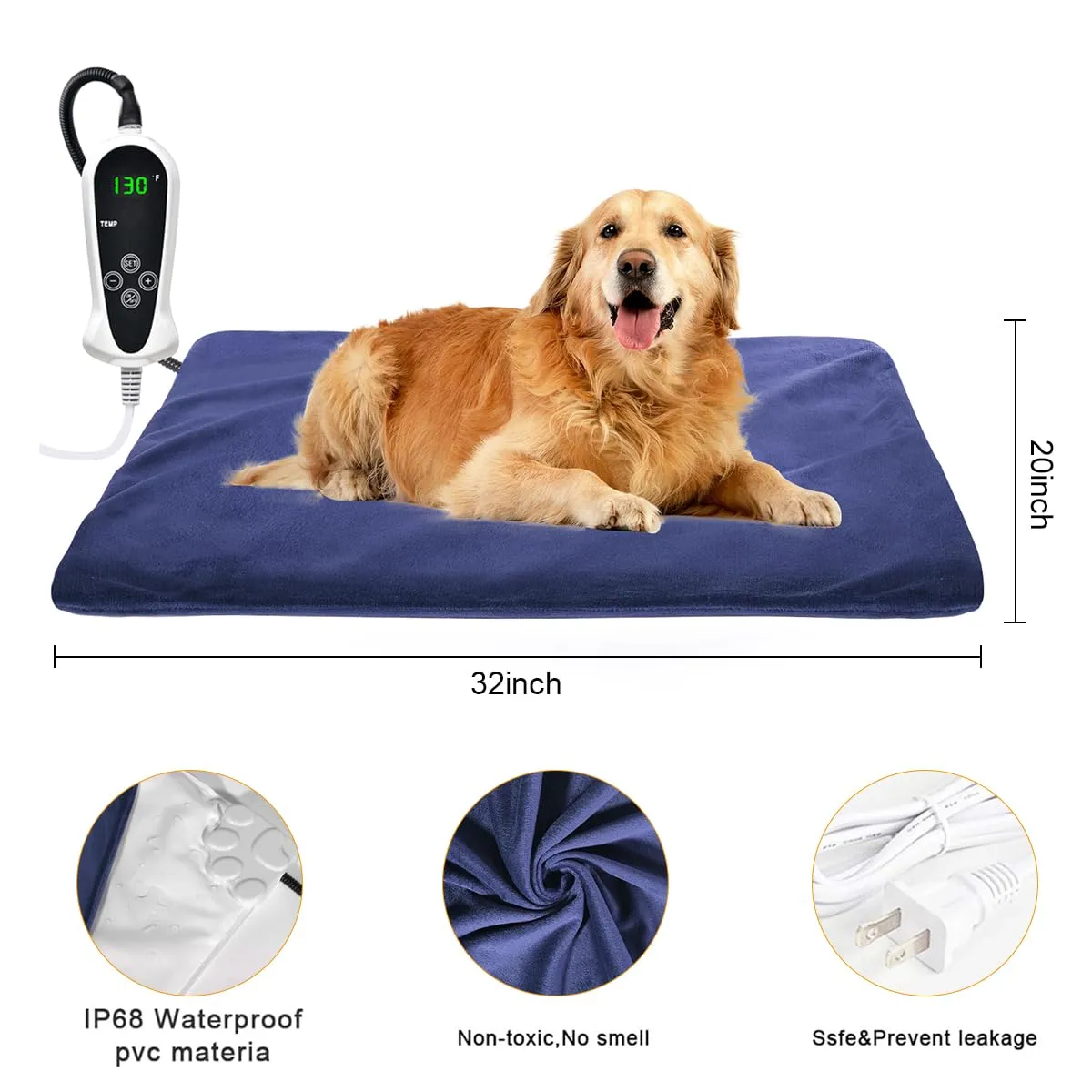 RIOGOO Tappetino Riscaldante Elettrico per Cani e Gatti, 56 x 46 x 56 cm - immagine 2
