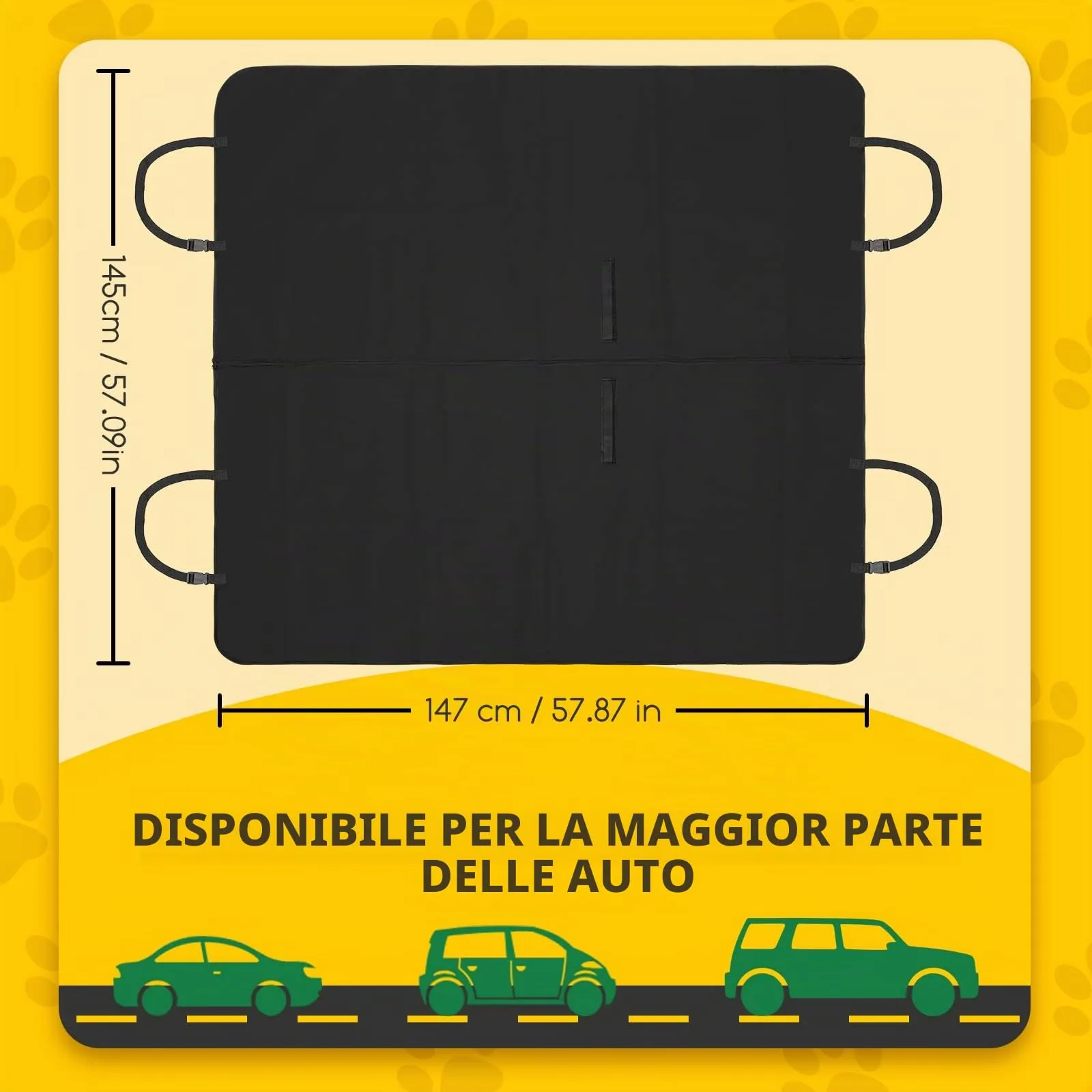 Nobleza Coprisedile per Cani Impermeabile, 147 x 145 cm, Nero - immagine 2