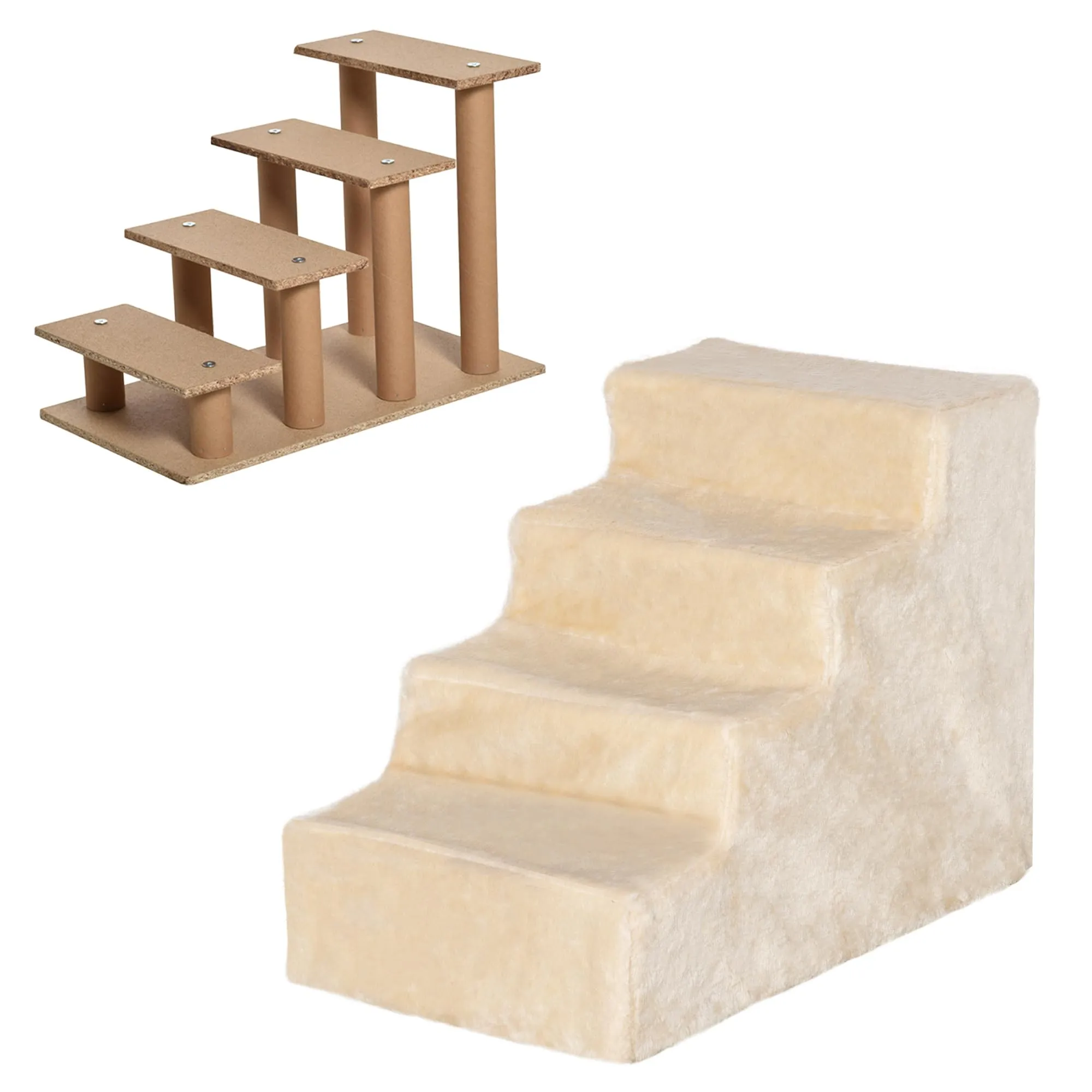 PawHut Scala per Cani e Gatti a 4 Gradini, 60x35x44 cm, Beige - immagine 8