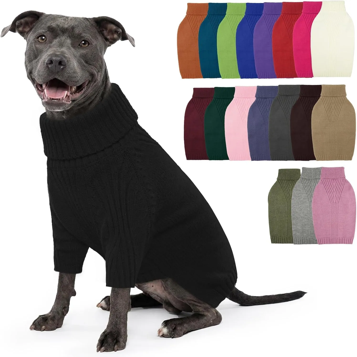 IECOii Maglione Invernale a Collo Alto per Cani, Nero, XL - immagine 1
