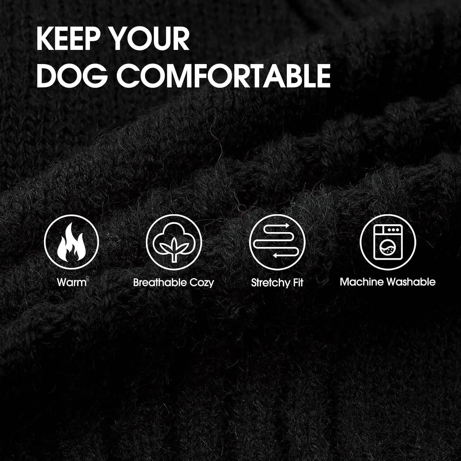 IECOii Maglione Invernale a Collo Alto per Cani, Nero, XL - immagine 2