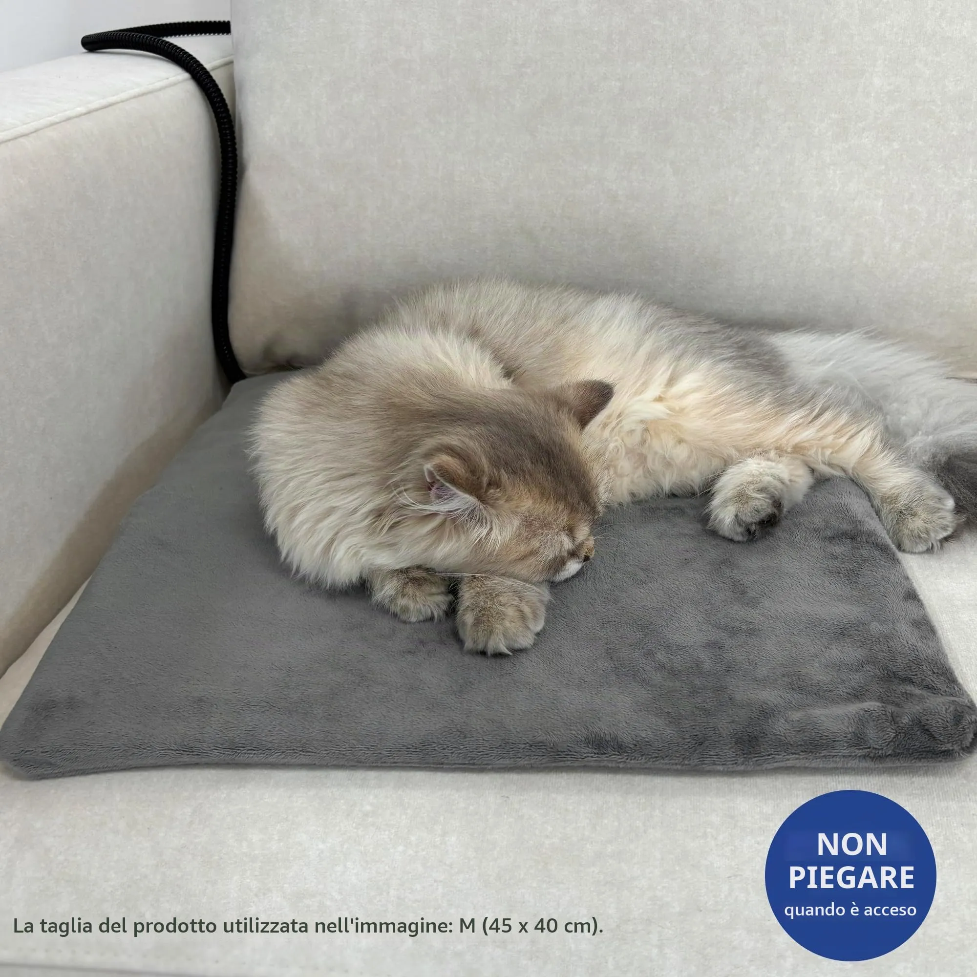 NICREW Tappetino Riscaldante per Gatti e Cani, Temperatura Regolabile, 70 x 40 cm, Grigio - immagine 7