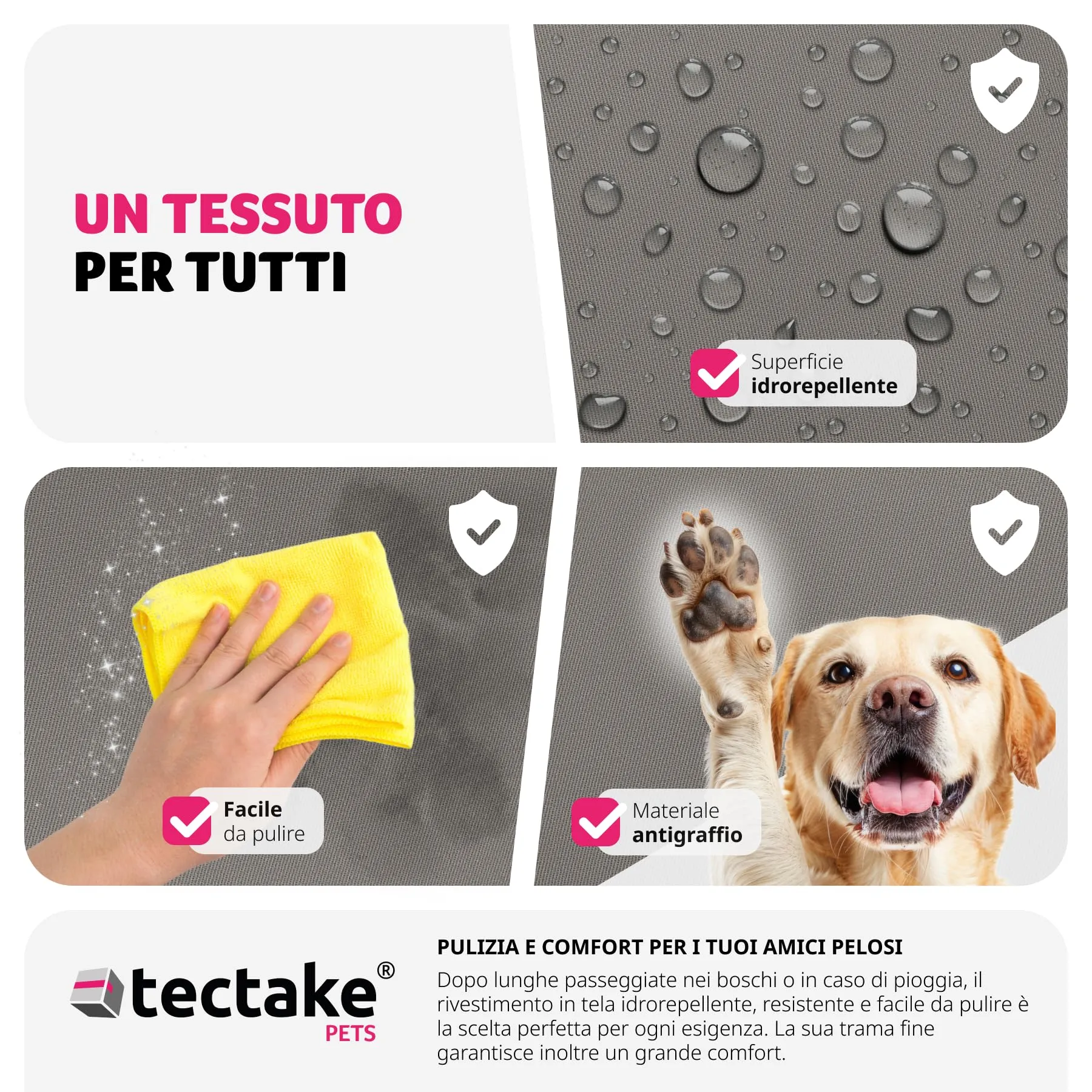 tectake Seggiolino Auto per Cani Imbottito con Guinzaglio di Sicurezza e Cinghie di Fissaggio Regolabili, Rivestimento Lavabile, Grigio - immagine 7