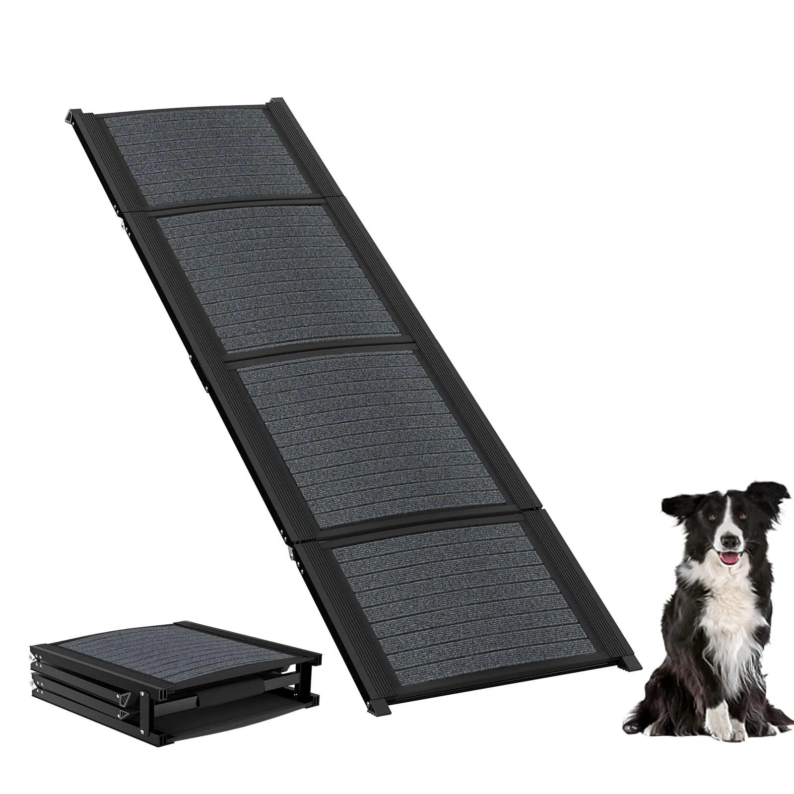 Froadp Rampa per cani pieghevole in alluminio, 157 x 43 cm, nera - immagine 1