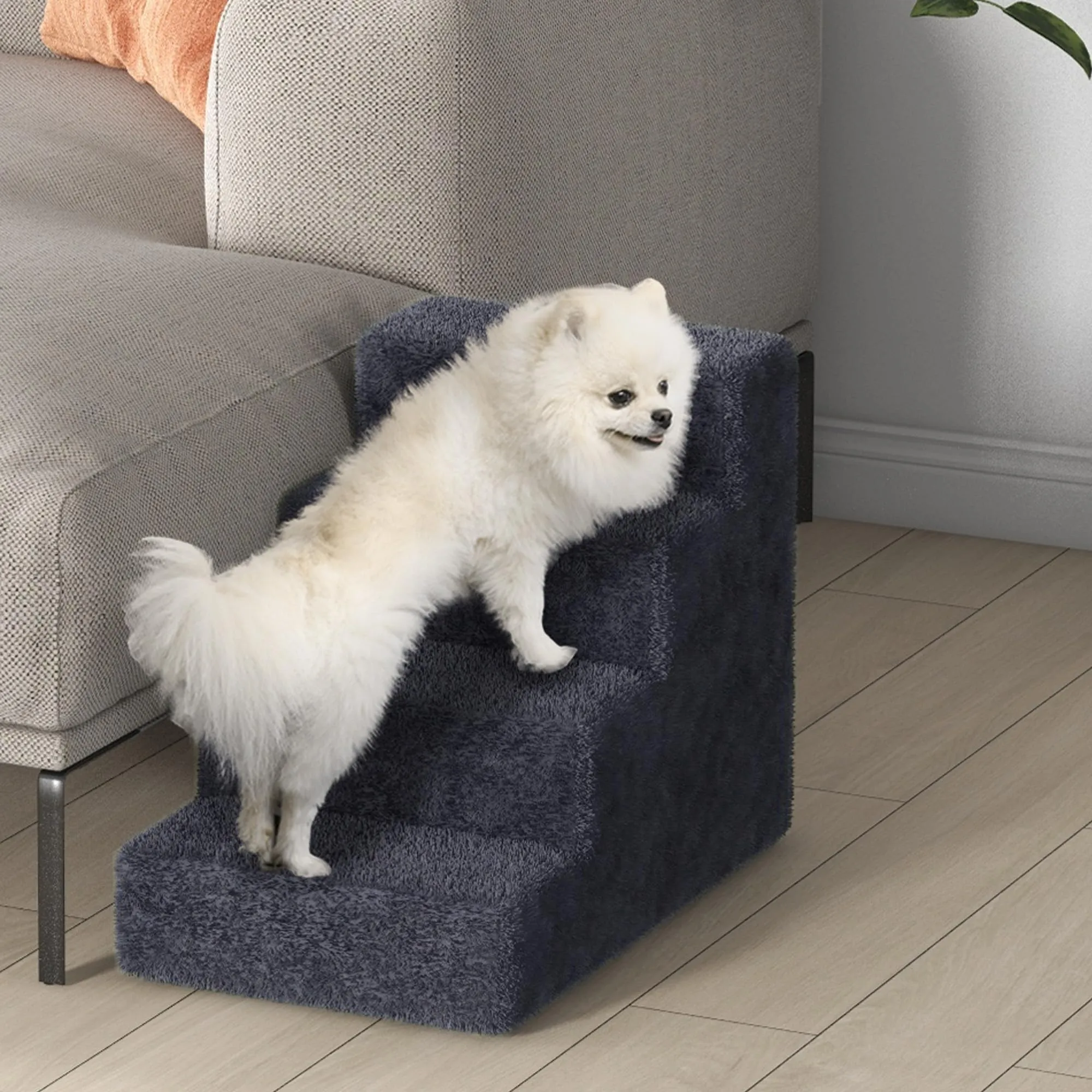 PawHut Scala per Cani e Gatti a 4 Gradini, 60x35x44 cm, Grigio Scuro - immagine 9