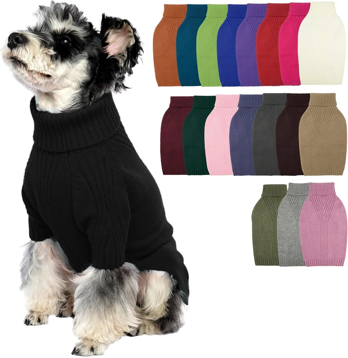 IECOii Maglione a collo alto termico per cani, Nero, Medio - immagine 1