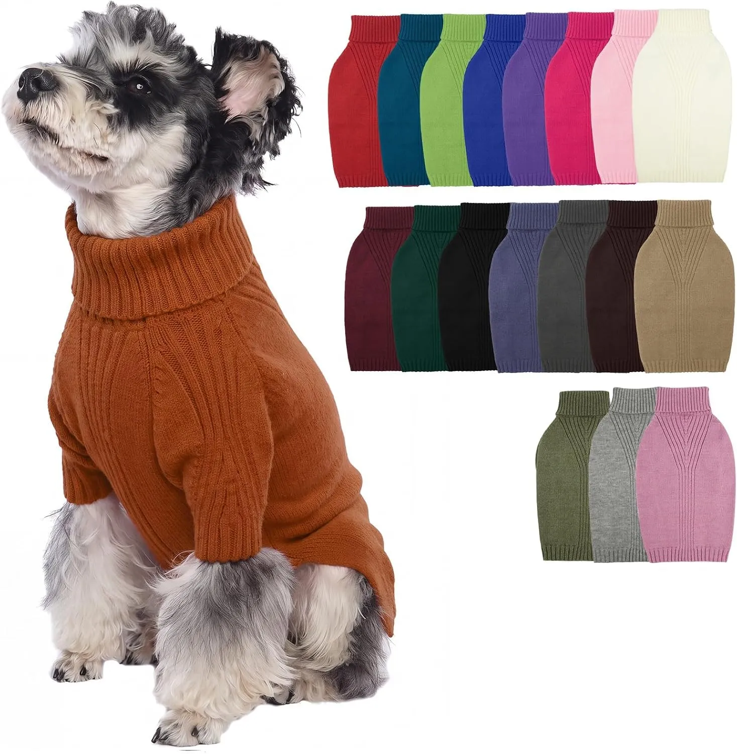 IECOii Maglione termico a collo alto per cani, Taglia Medio, Caramello - immagine 1