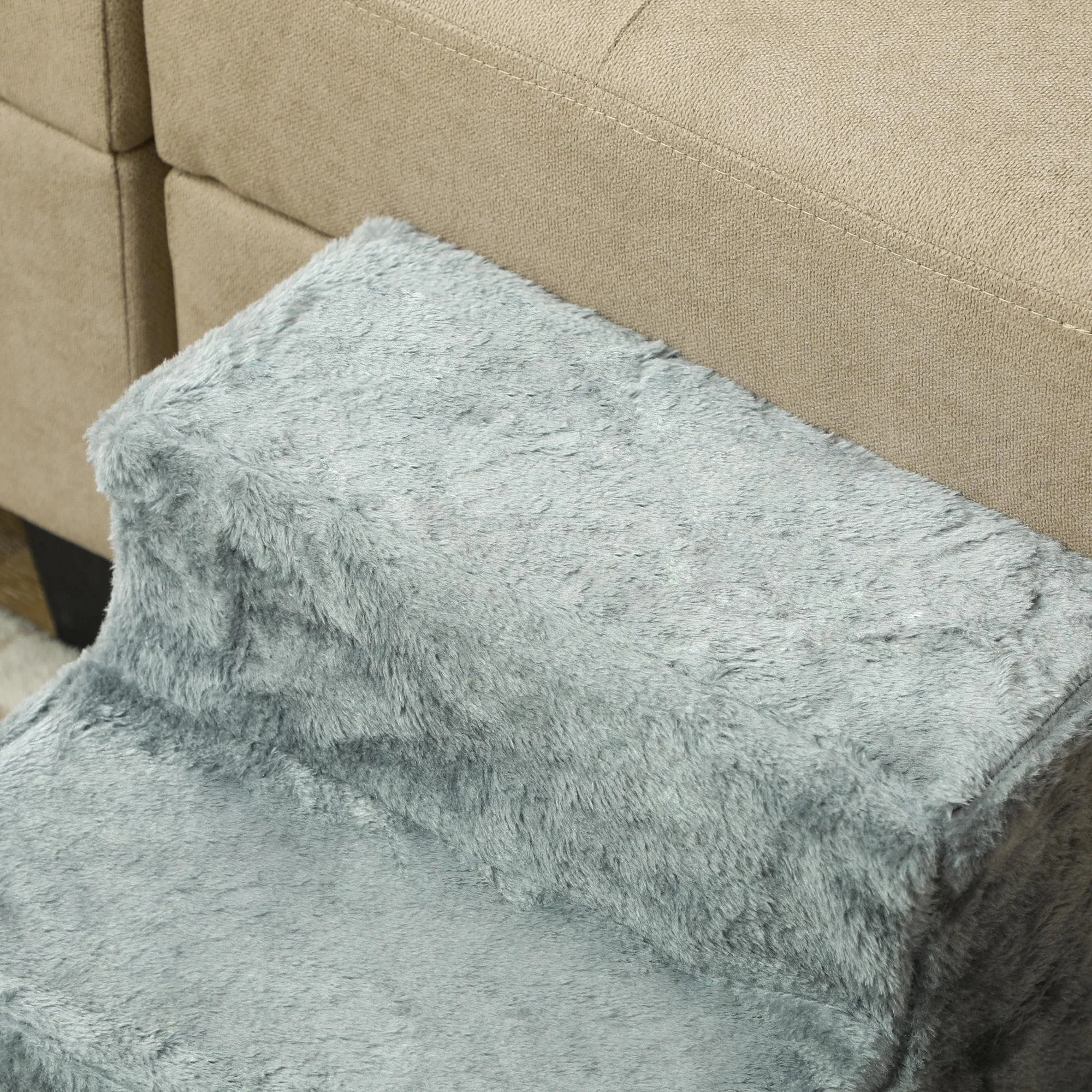 PawHut Scala per Cani e Gatti a 3 Gradini, 46x35x35 cm, Grigio Chiaro - immagine 8