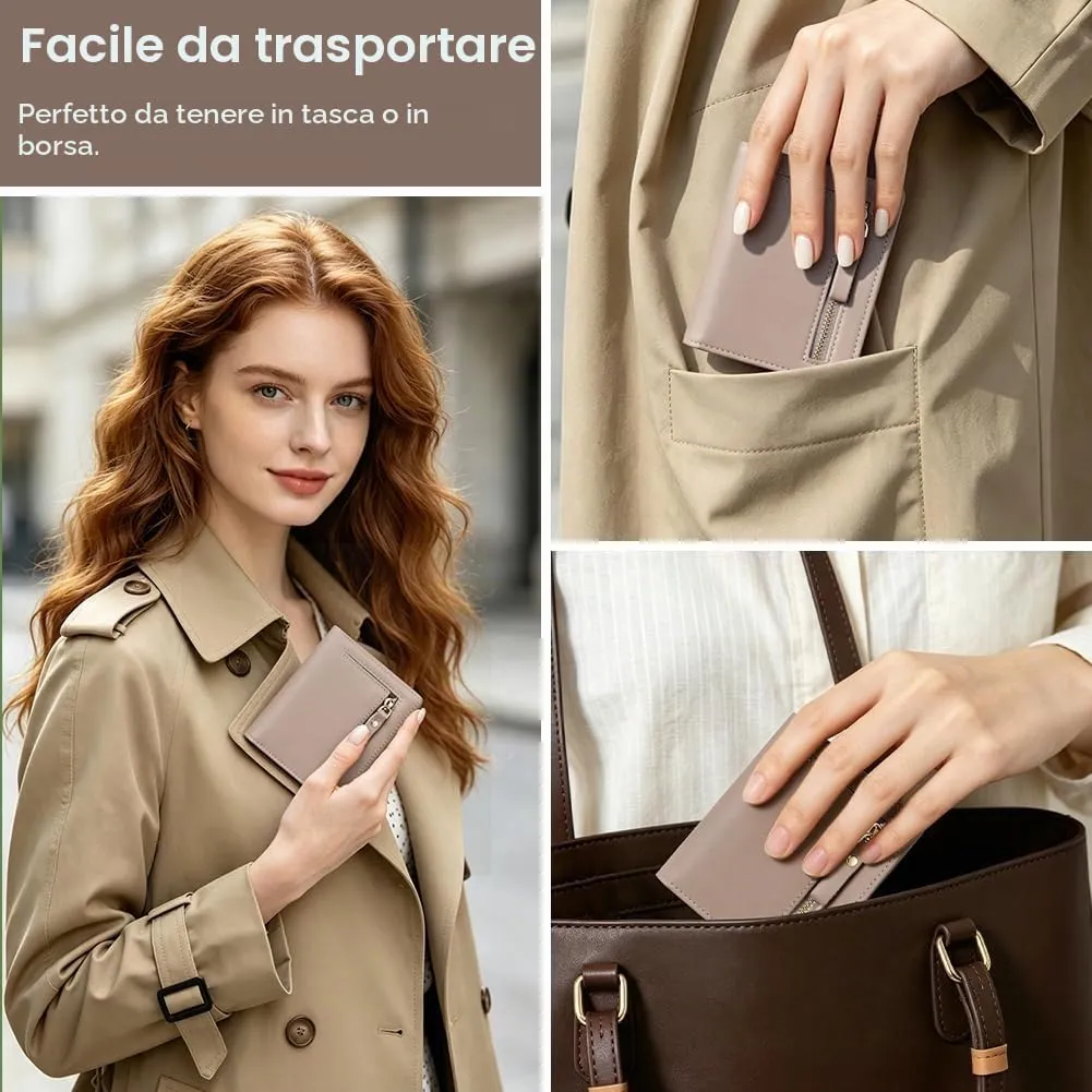HOTUT Portafoglio Donna in Pelle PU Sintetica, Piccolo Portamonete per Carte di Credito, Rosa Cipria - immagine 6