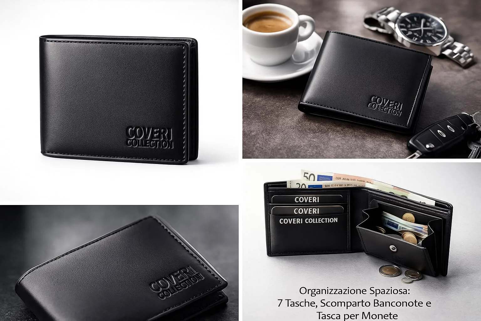Coveri Collection Portafoglio Uomo in Vera Pelle con Protezione RFID, Nero - immagine 3