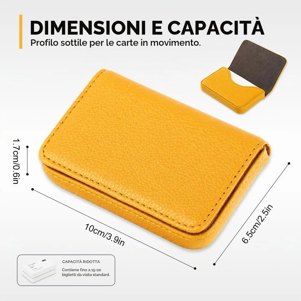 HMCEY Portabiglietti da Visita in Pelle PU Giallo - immagine 2