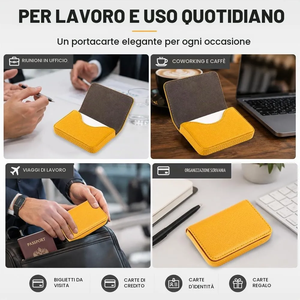 HMCEY Portabiglietti da Visita in Pelle PU Giallo - immagine 7