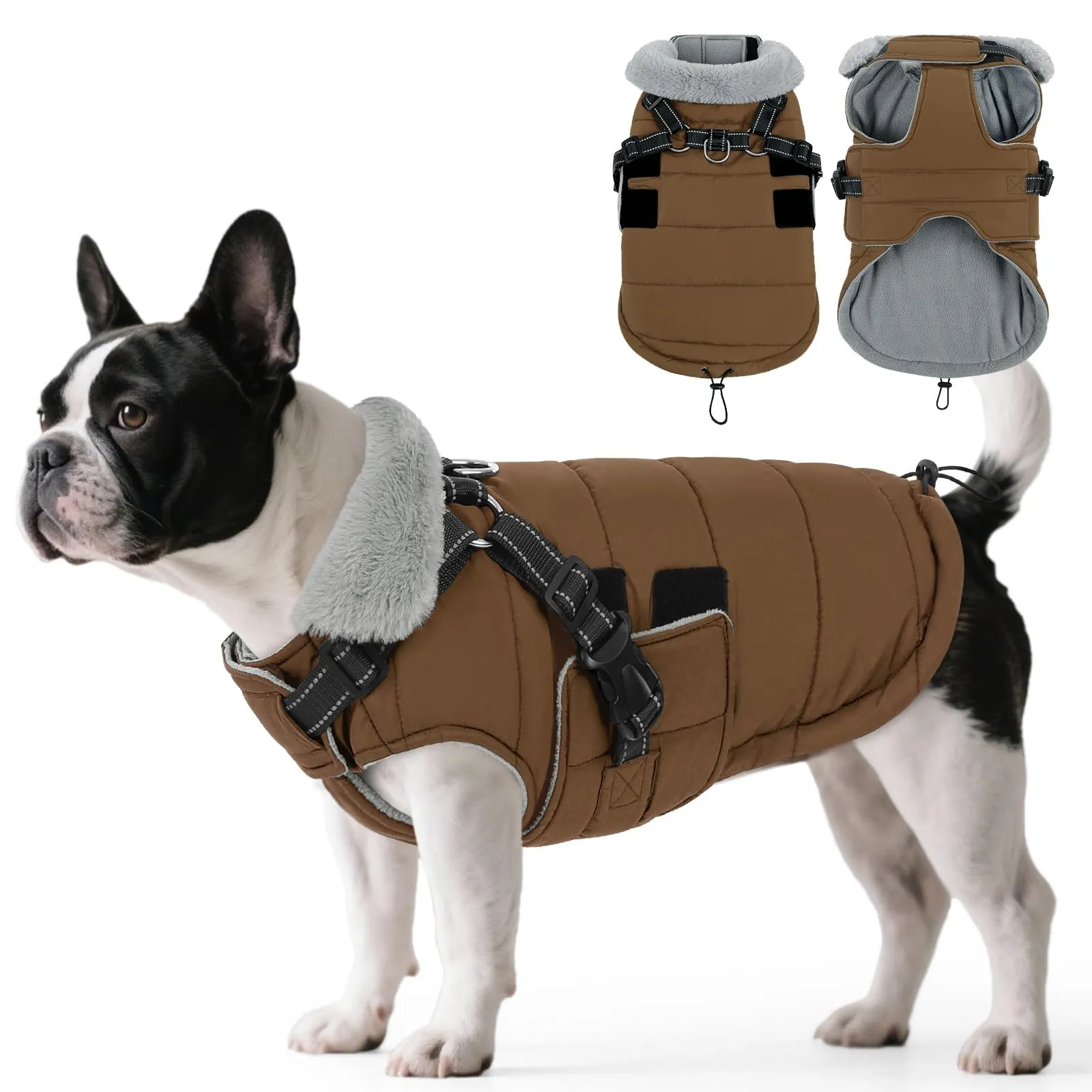 ASENKU Cappotto per Cane Impermeabile e Antivento con Pettorina, Taglia M - immagine 1