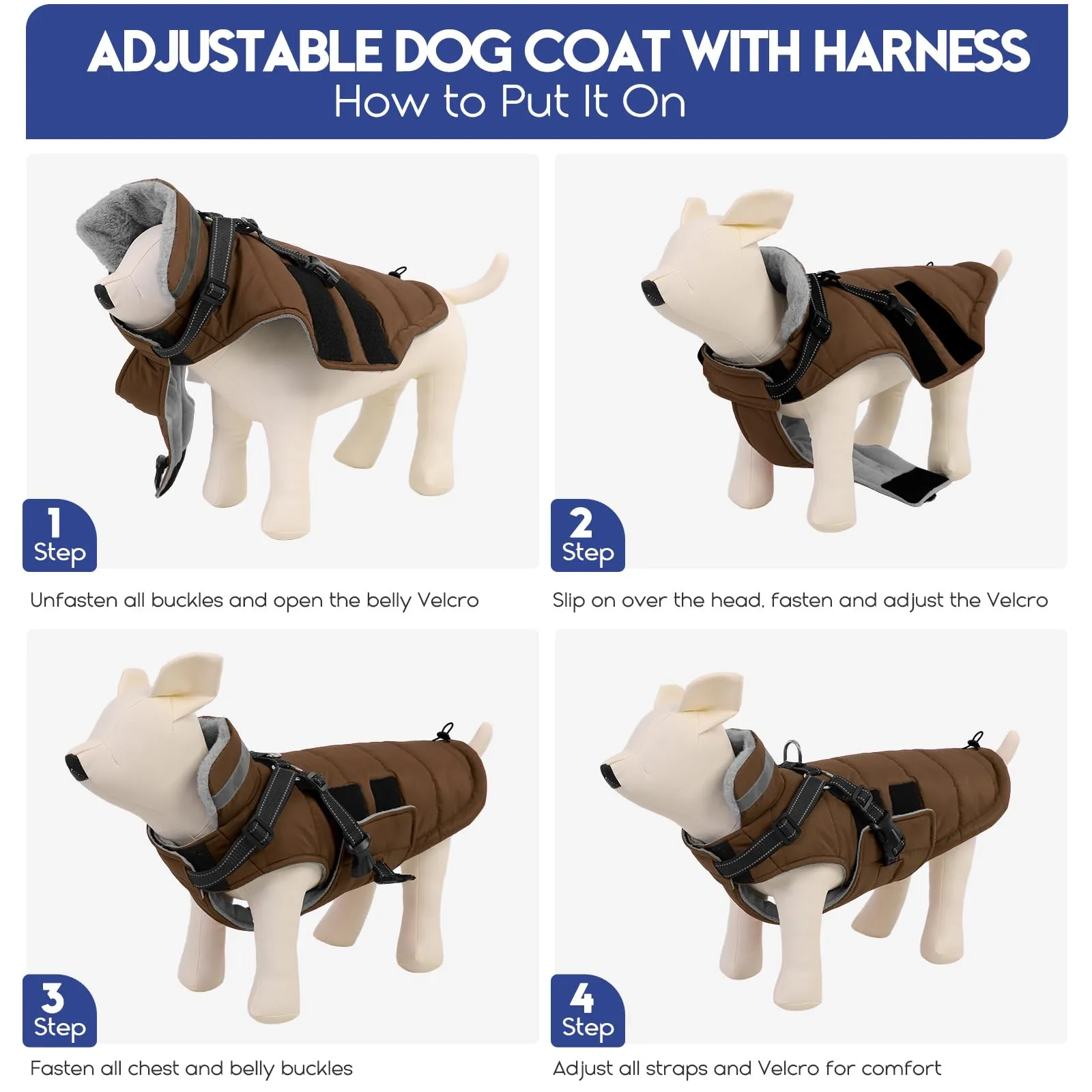 ASENKU Cappotto per Cane Impermeabile e Antivento con Pettorina, Taglia M - immagine 8