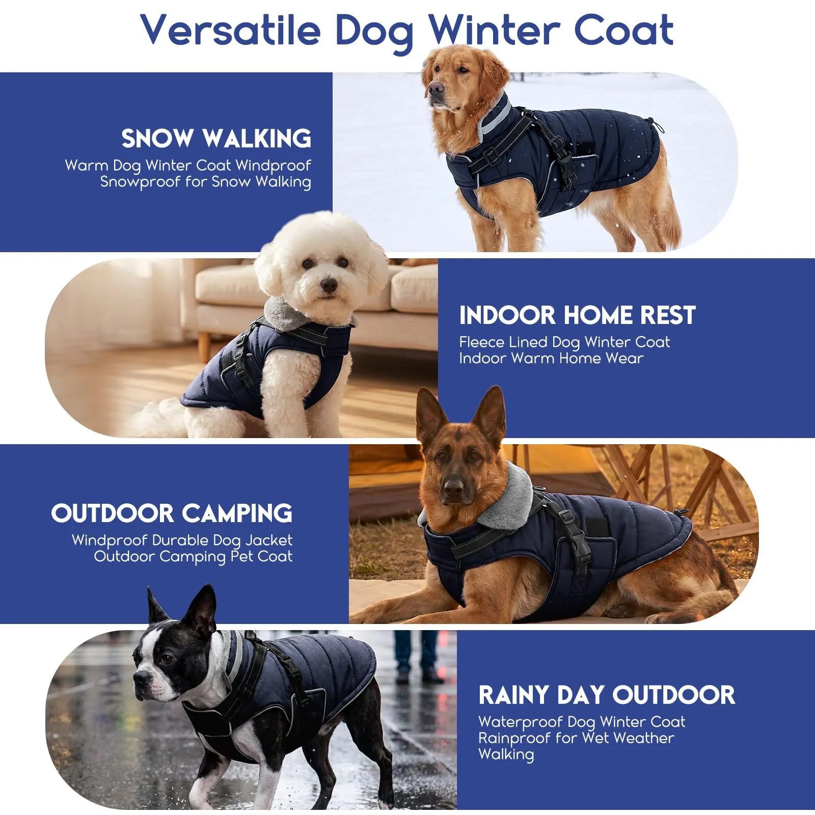 ASENKU Cappottino Impermeabile per Cane, Taglia 2XL, Blu - immagine 7