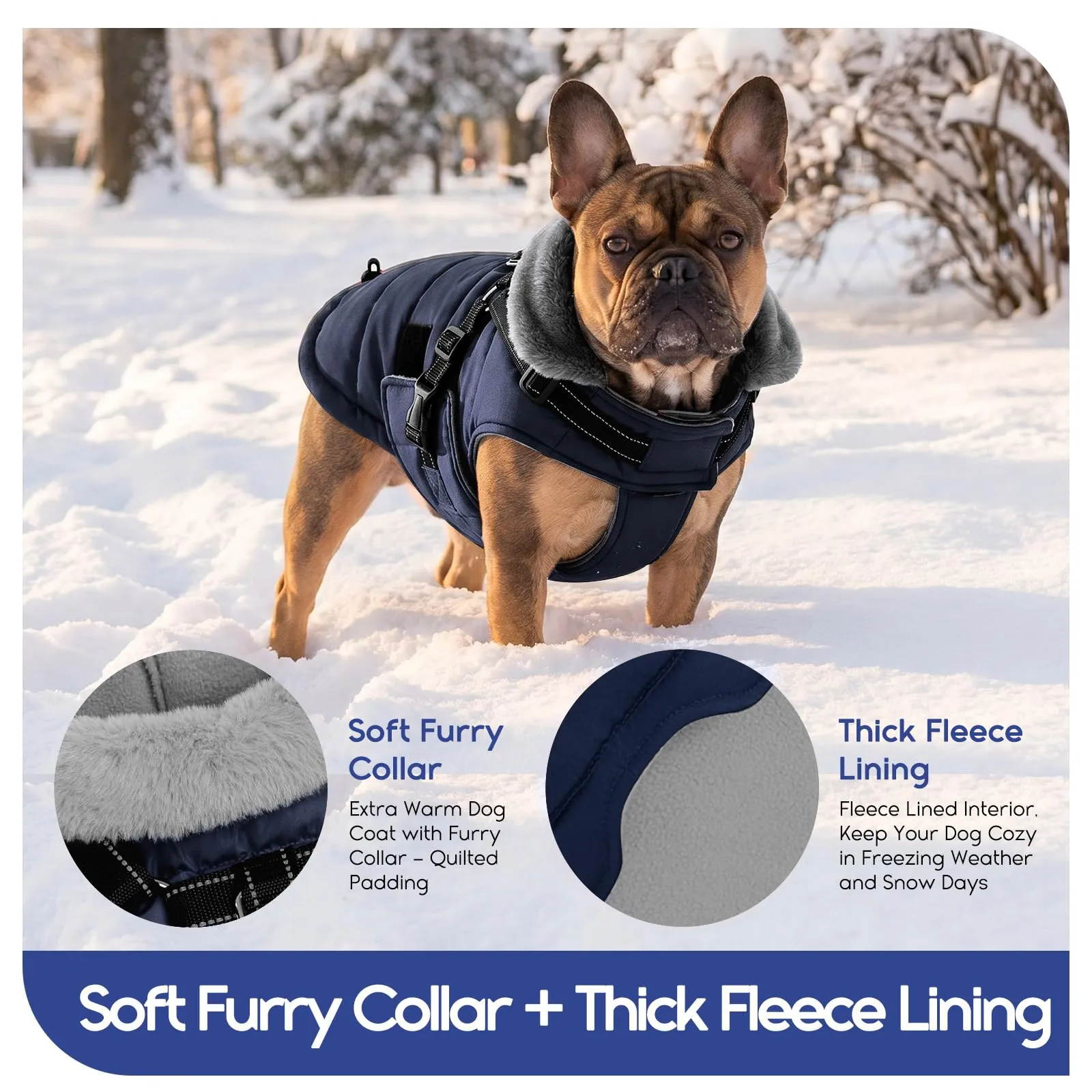 ASENKU Cappotto per Cane Impermeabile e Antivento, Taglia L, Blu - immagine 6