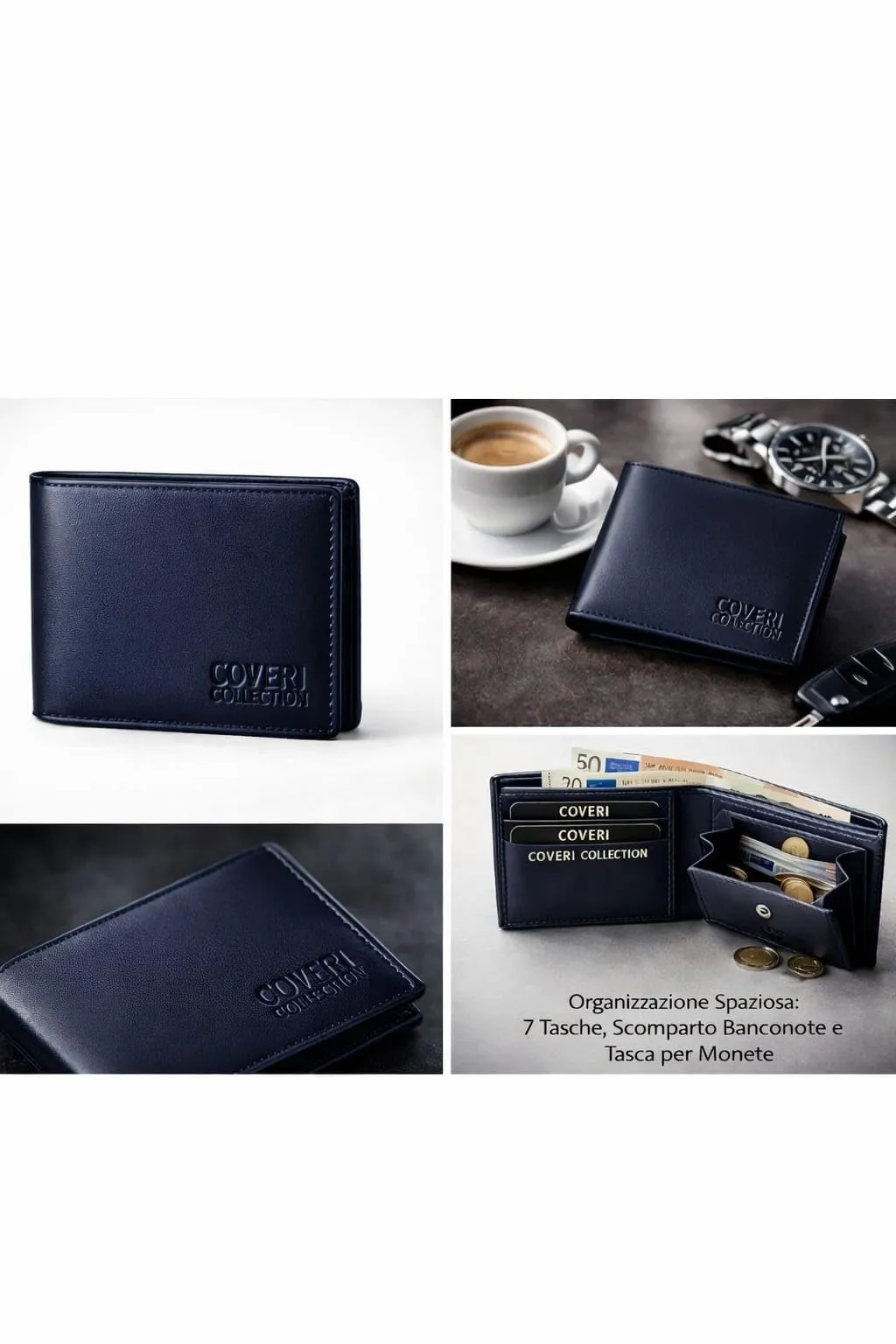 COVERI COLLECTION Portafoglio Uomo in Vera Pelle Blu - immagine 5