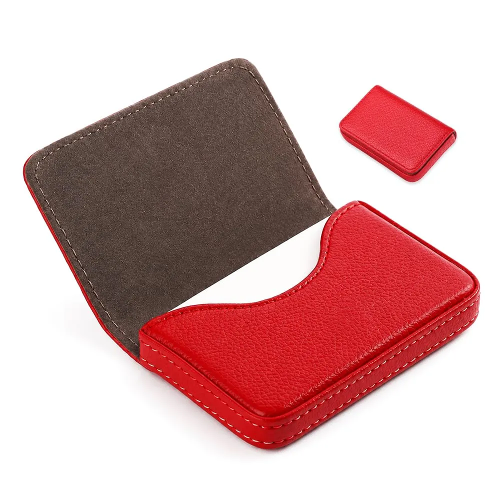HMCEY Portabiglietti da Visita in Pelle PU, Rosso - immagine 1