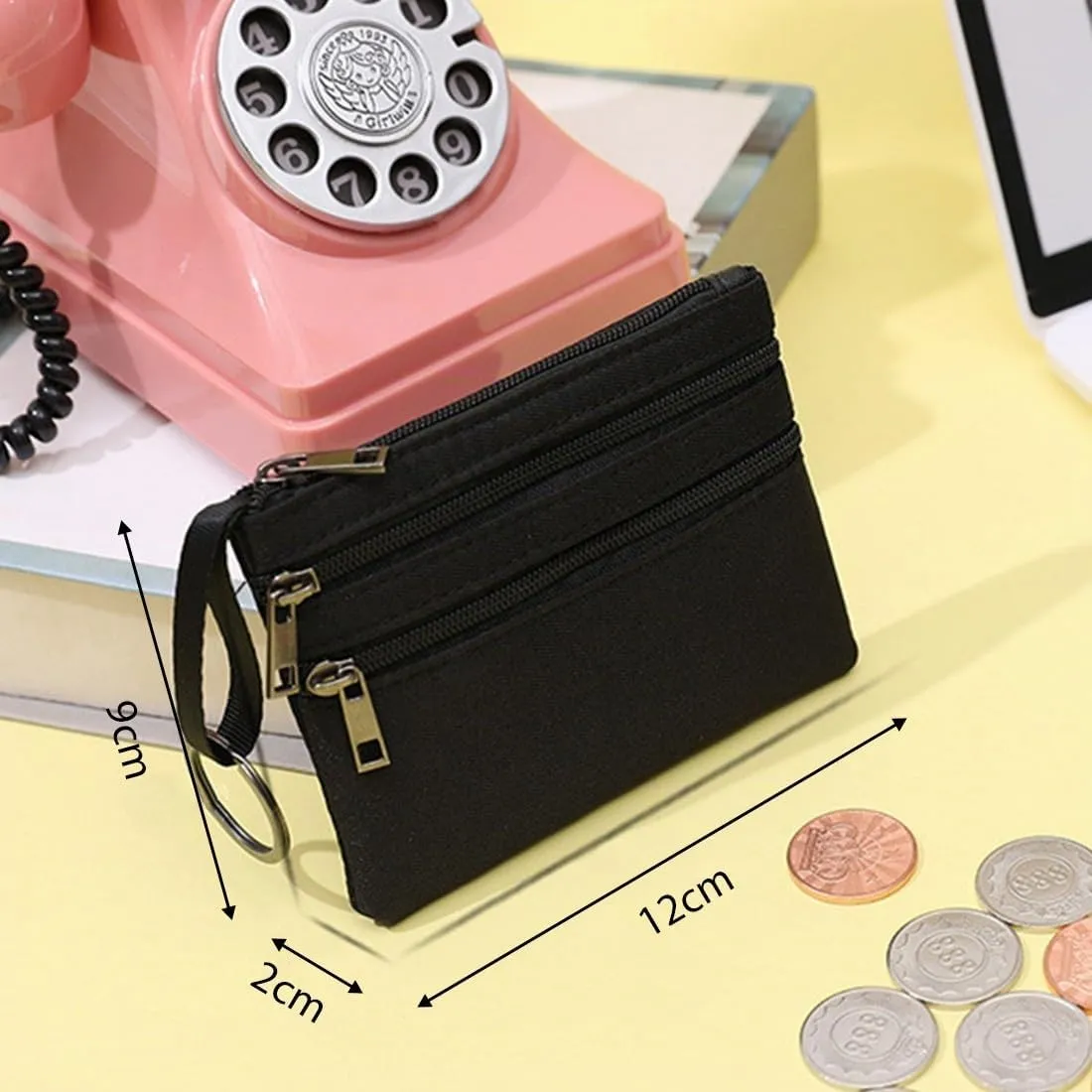 XENQITO Portamonete Slim da Uomo con Portachiavi, Mini Borsa per Monete e Banconote - immagine 2